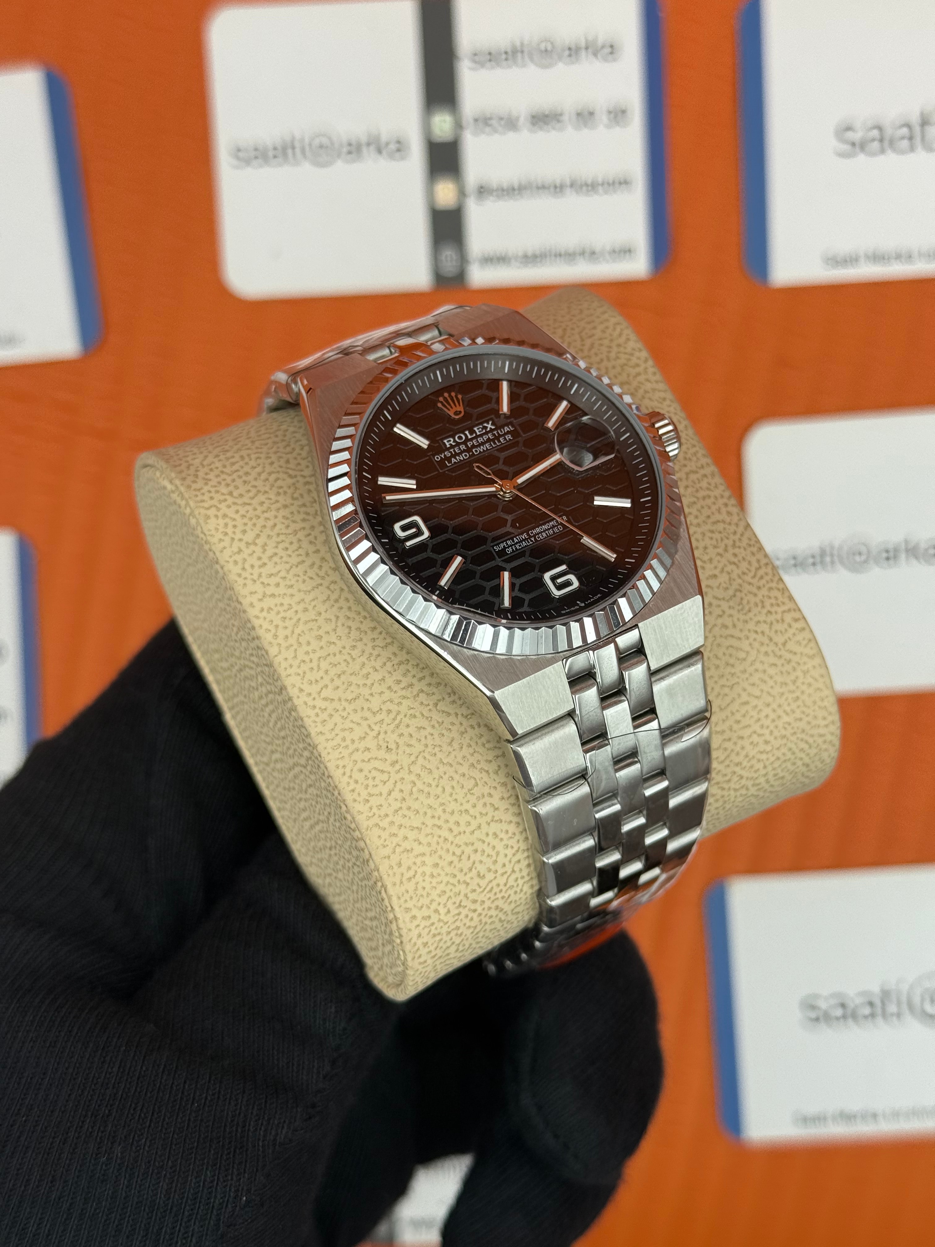ROLEX land dweller 40mm siyah kadran silver kasa kordon oystersteel erkek kol saati
