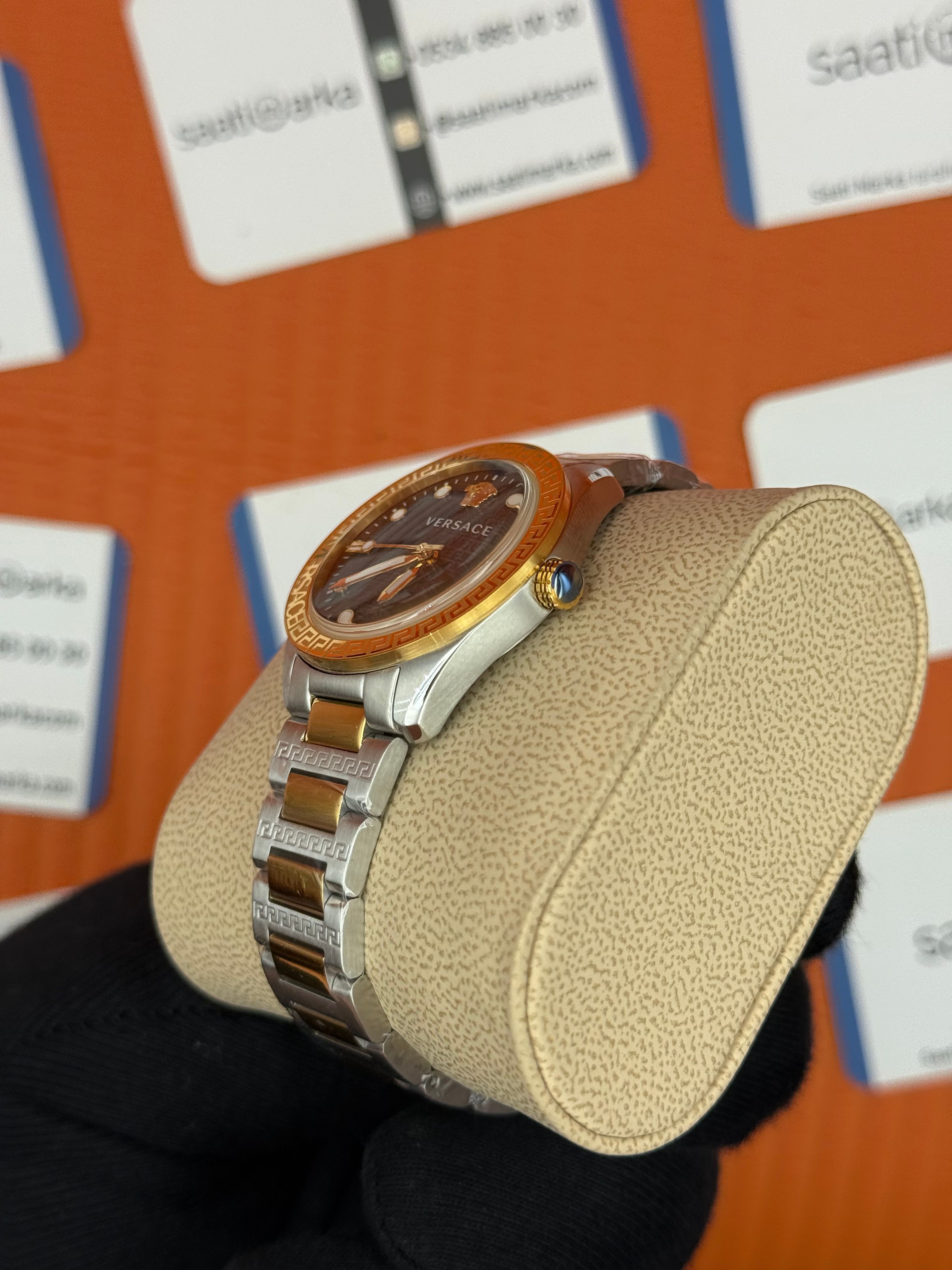 VERSACE lacivert kadran gold kasa kordon kadın kol saati