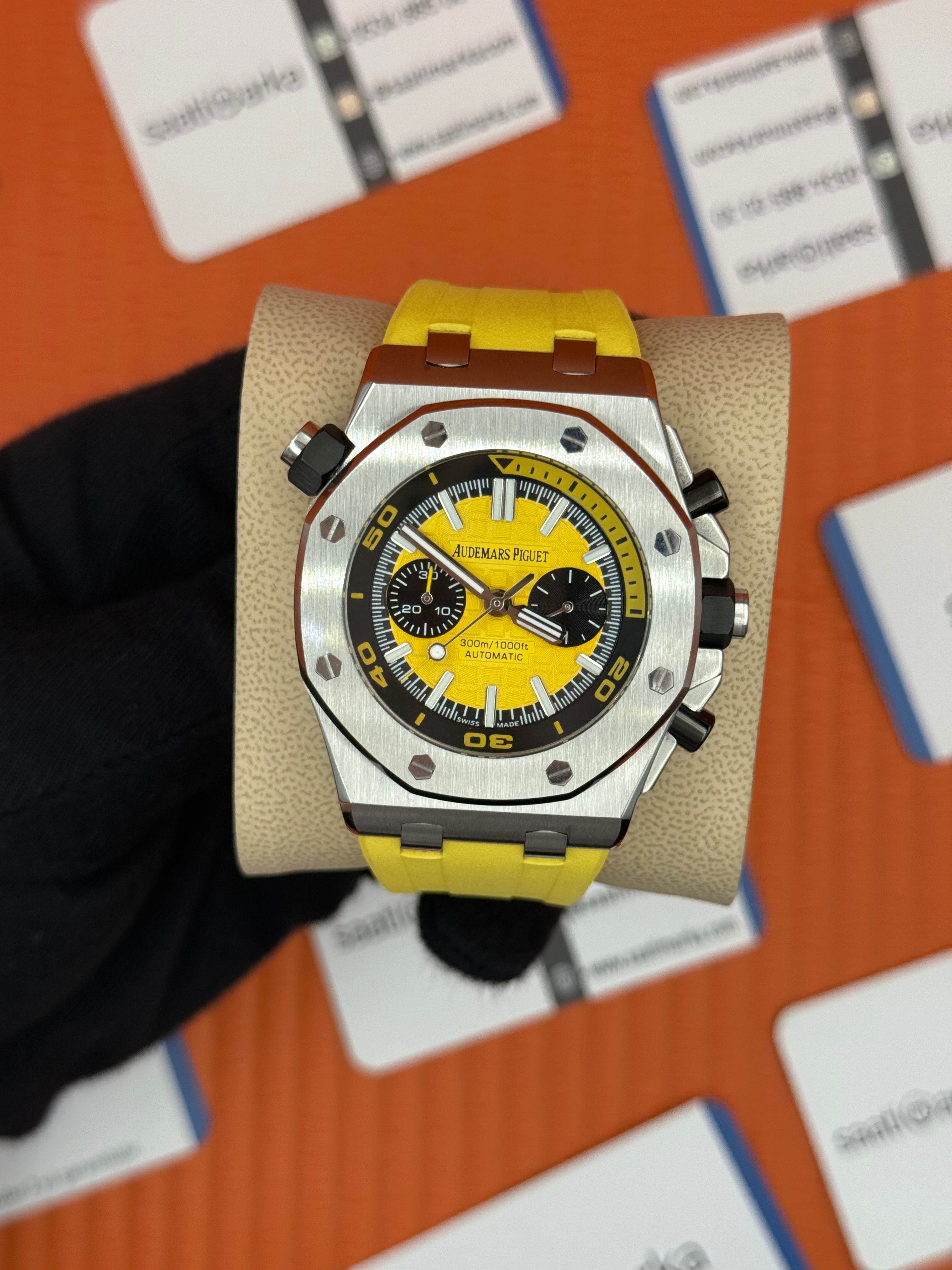 AUDEMARS PİGUET ROYAL OAK CHRONOGRAPH SARI KADRAN KAUÇUK SARI KORDON