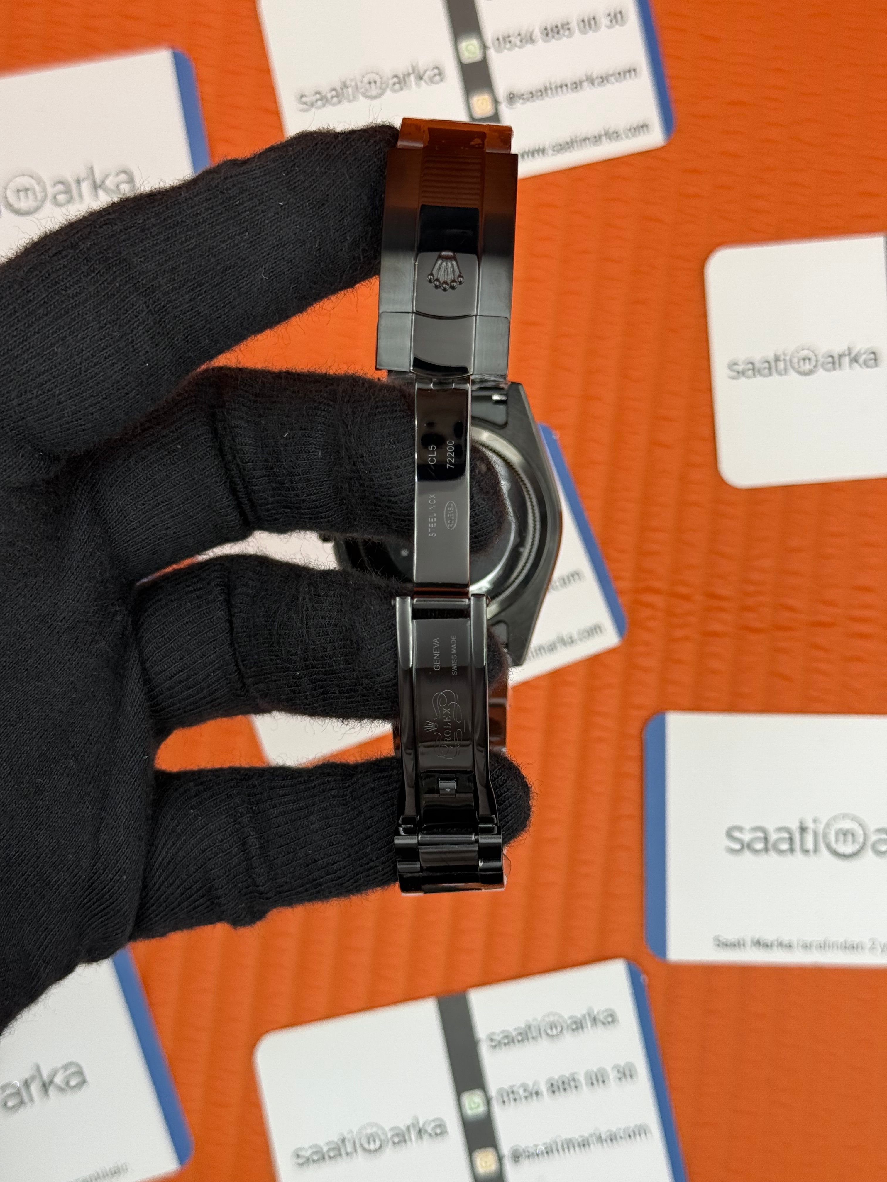 ROLEX Milgauss siyah kadran siyah kasa kordon