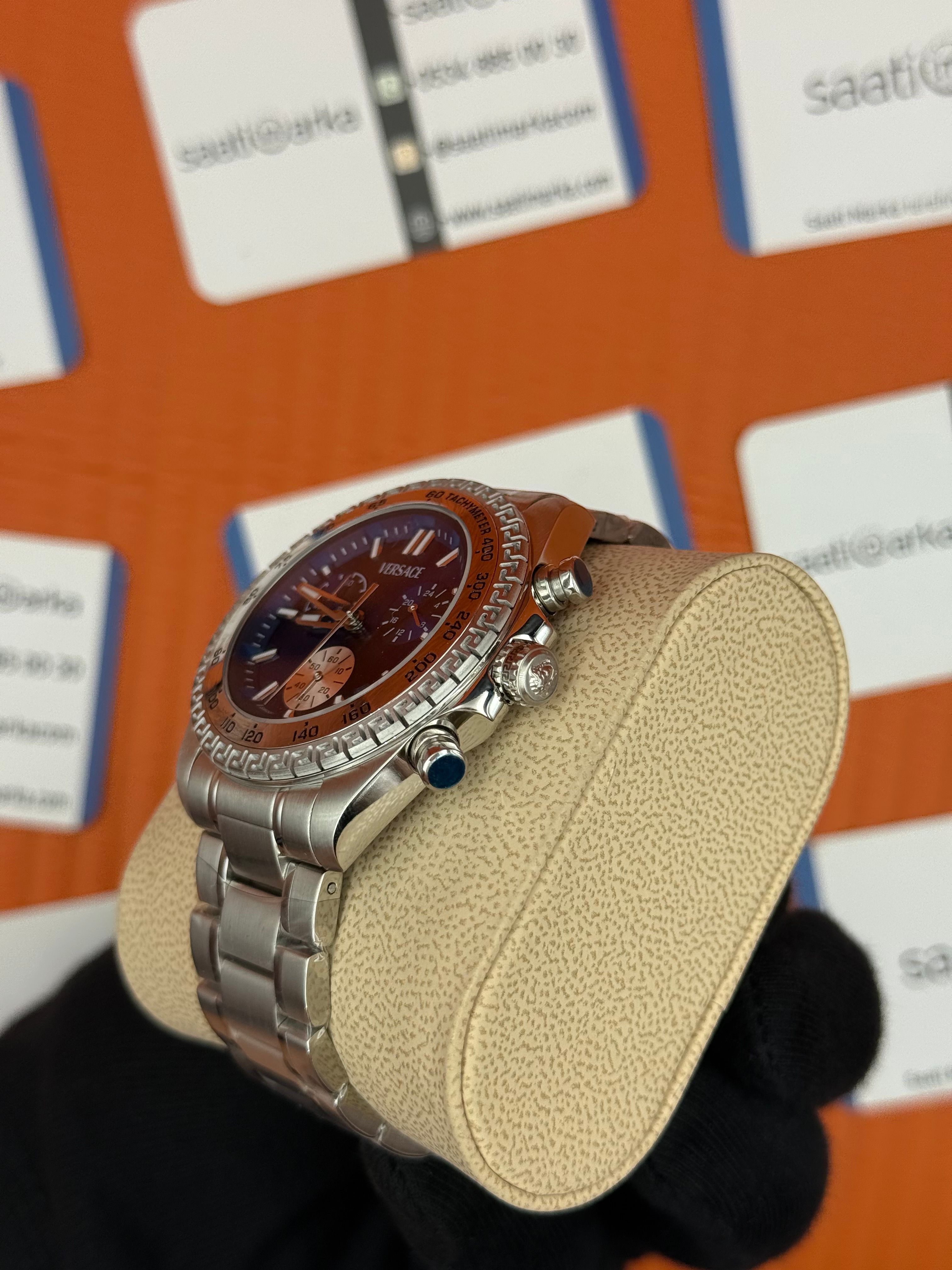 VERSACE mavi kadran silver kasa kordon erkek kol saati