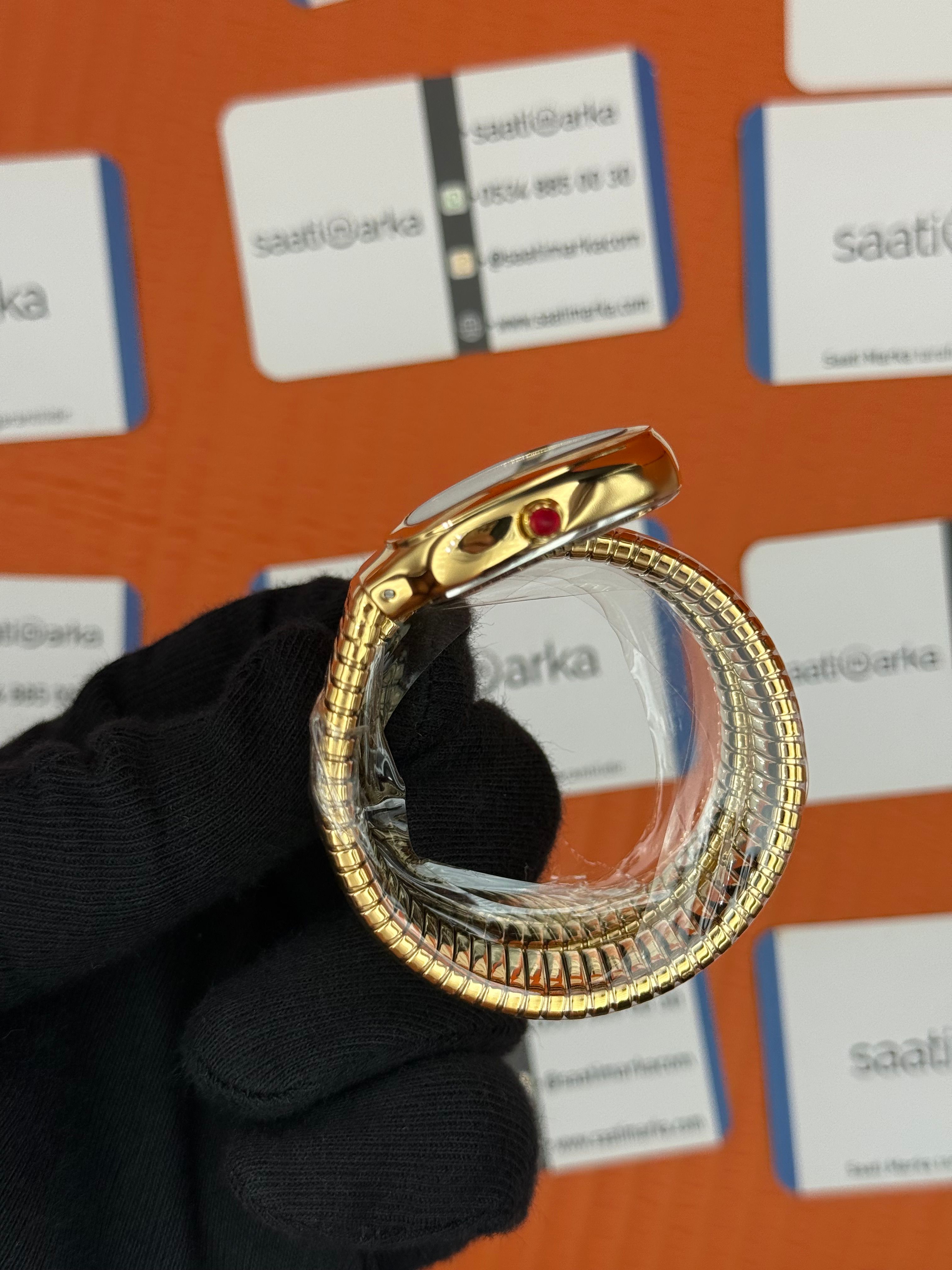 BVLGARİ serpenti çift sarma gold kordon mavi kadran kadın kol saati