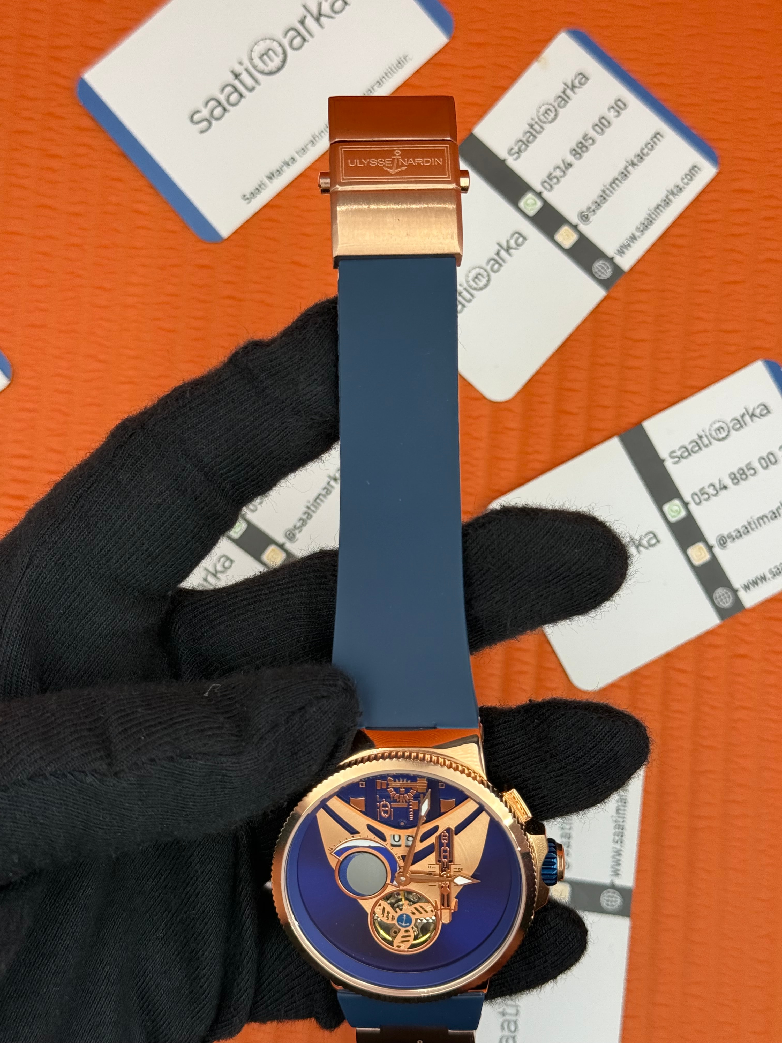 ULYSSE NARDİN MAR TOURBİLLON ROSE KASA ROSE LACİVERT KADRAN