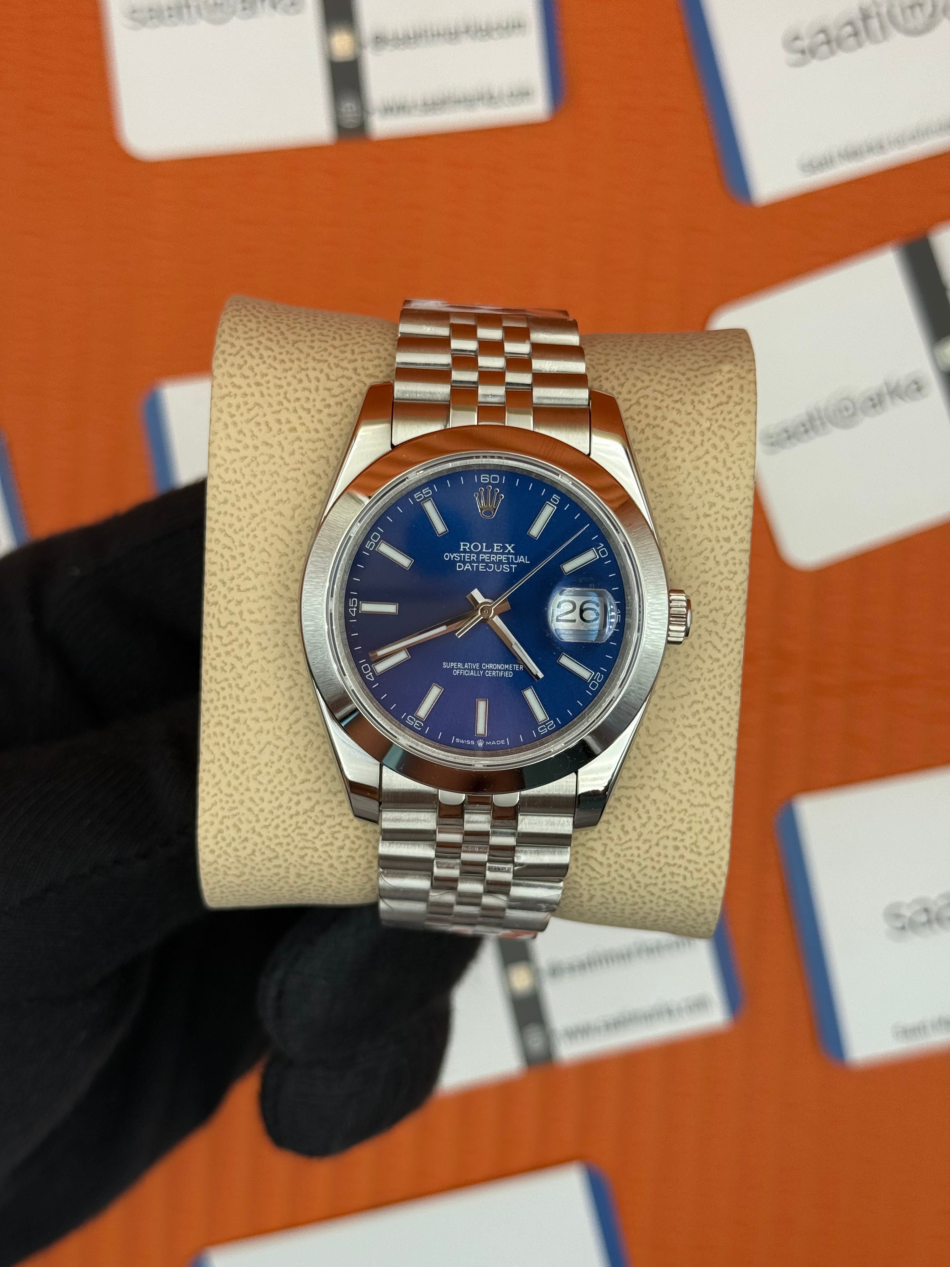 ROLEX Datejust blue dial silver jubilee kordon