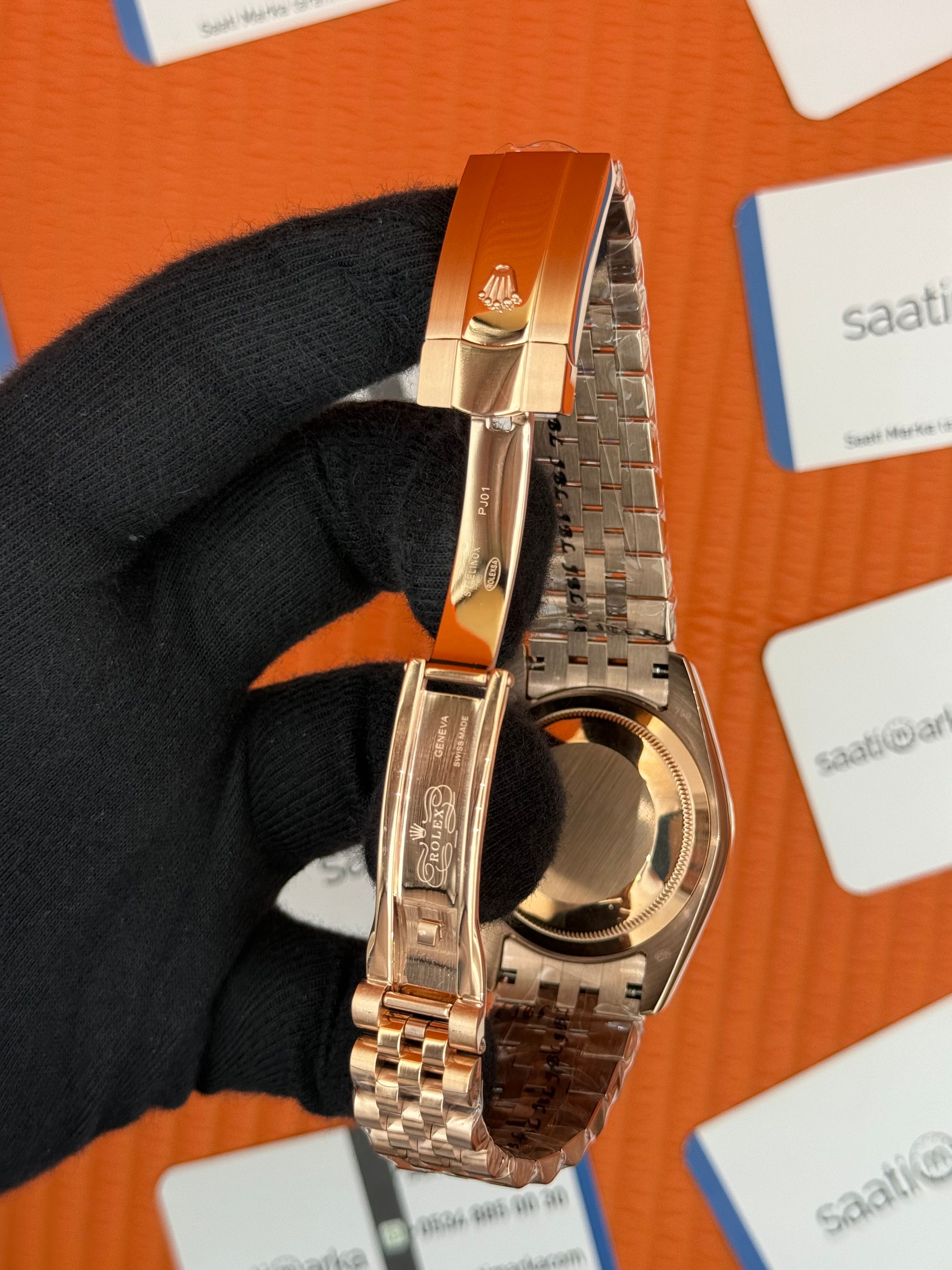 ROLEX Datejust baget taşlı rose dial rose jubilee kordon