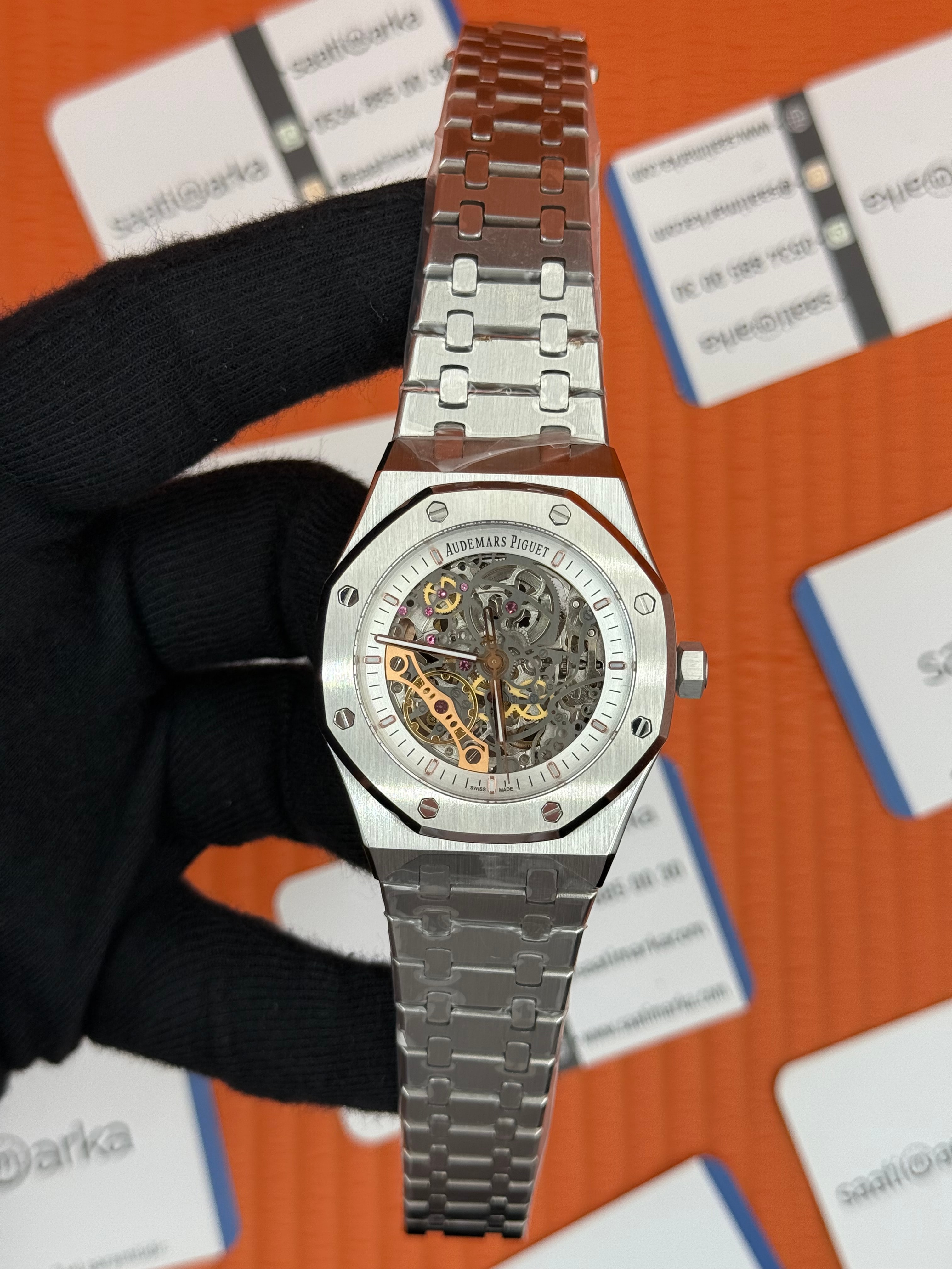 AUDEMARS PİGUET ROYAL OAK BEYAZ SKELETON KADRAN SİLVER KASA KORDON