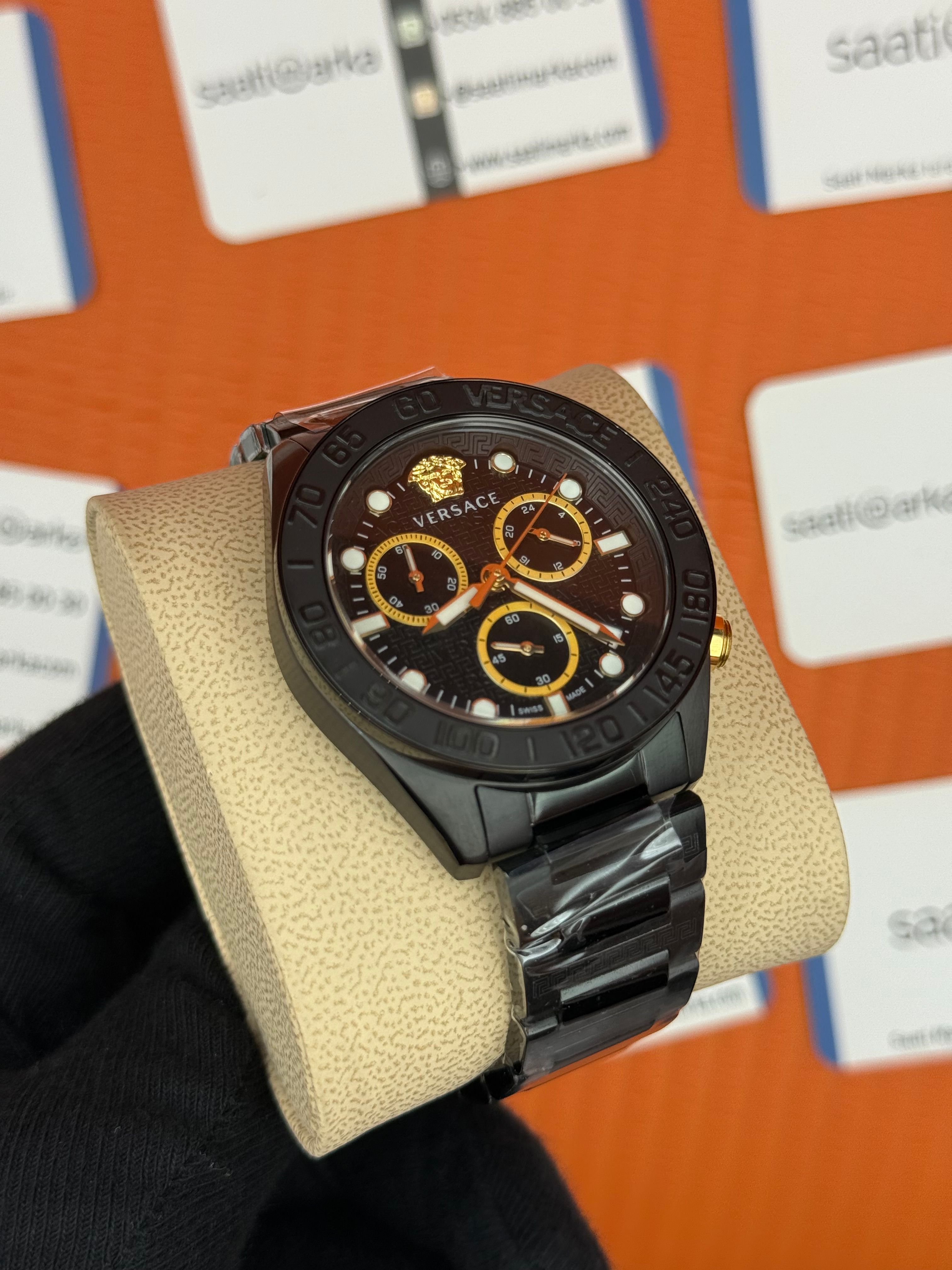 VERSACE full siyah erkek kol saati