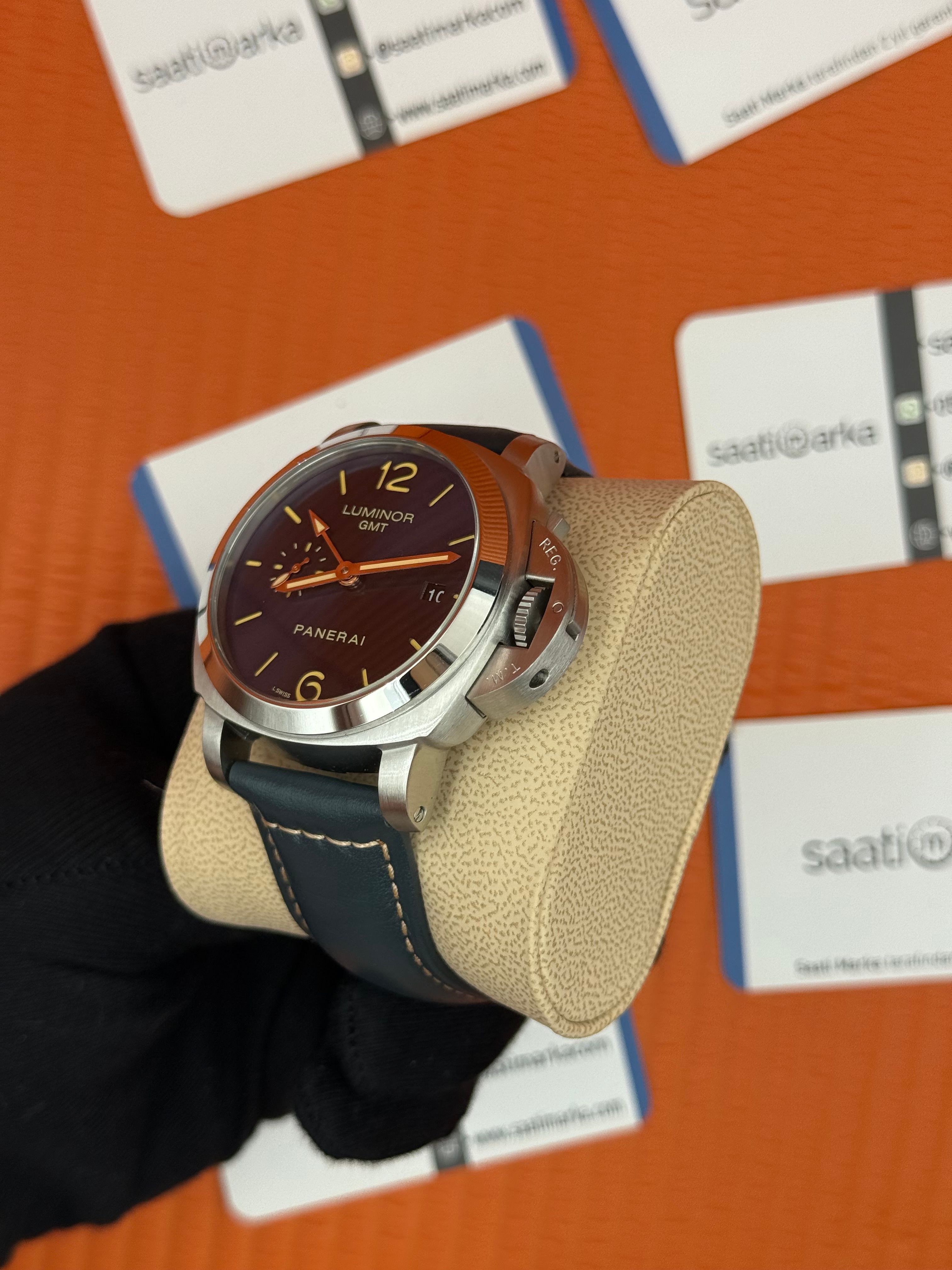 PANERAI luminor GMT silver kasa lacivert deri kordon lacivert kadran 
