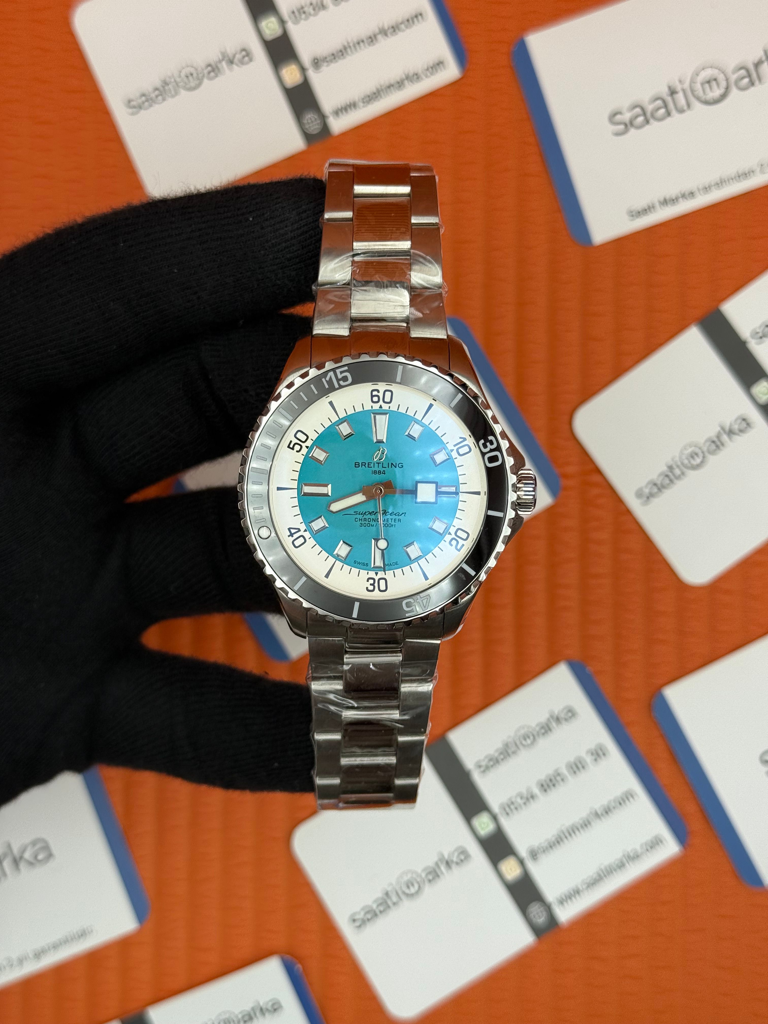 BREITLING Superocean çelik kasa kordon mavi kadran