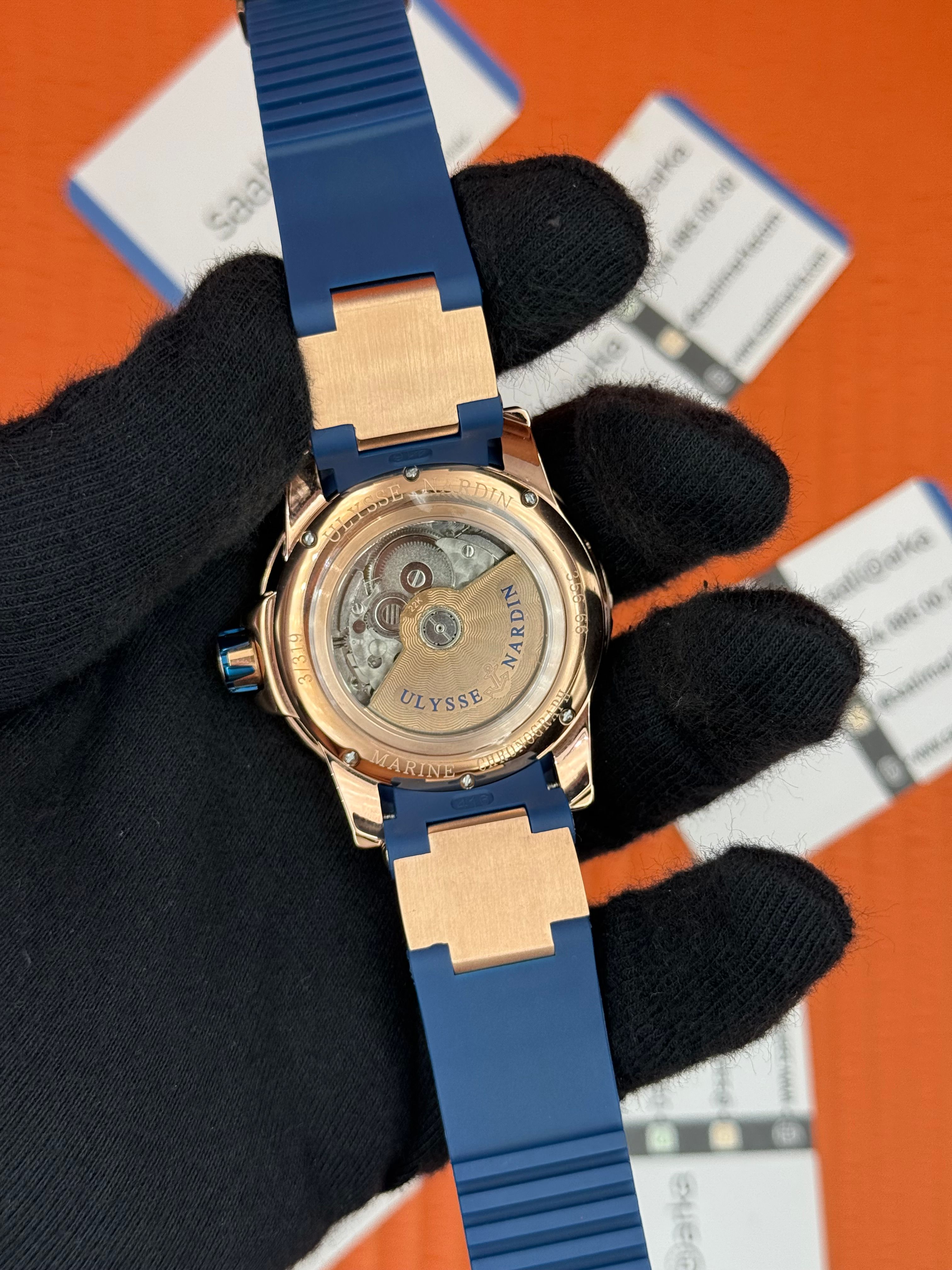 ULYSSE NARDİN CHRONOMETER MAXİ MARİNER LACİVERT KORDON ROSE KASA 