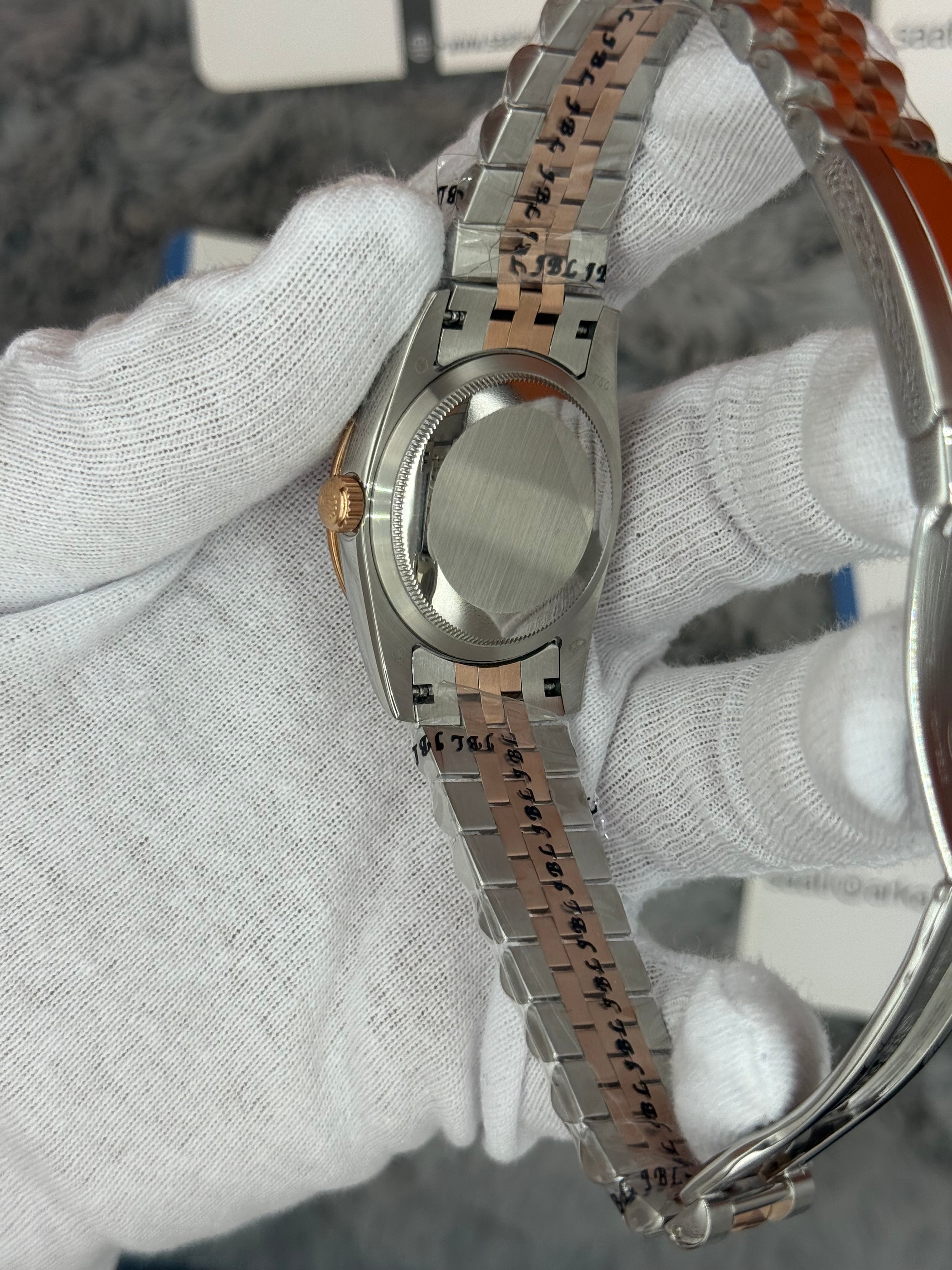 ROLEX Datejust 36mm kahverengi kadran taşlı bezel silver kasa rose silver jubilee kordon