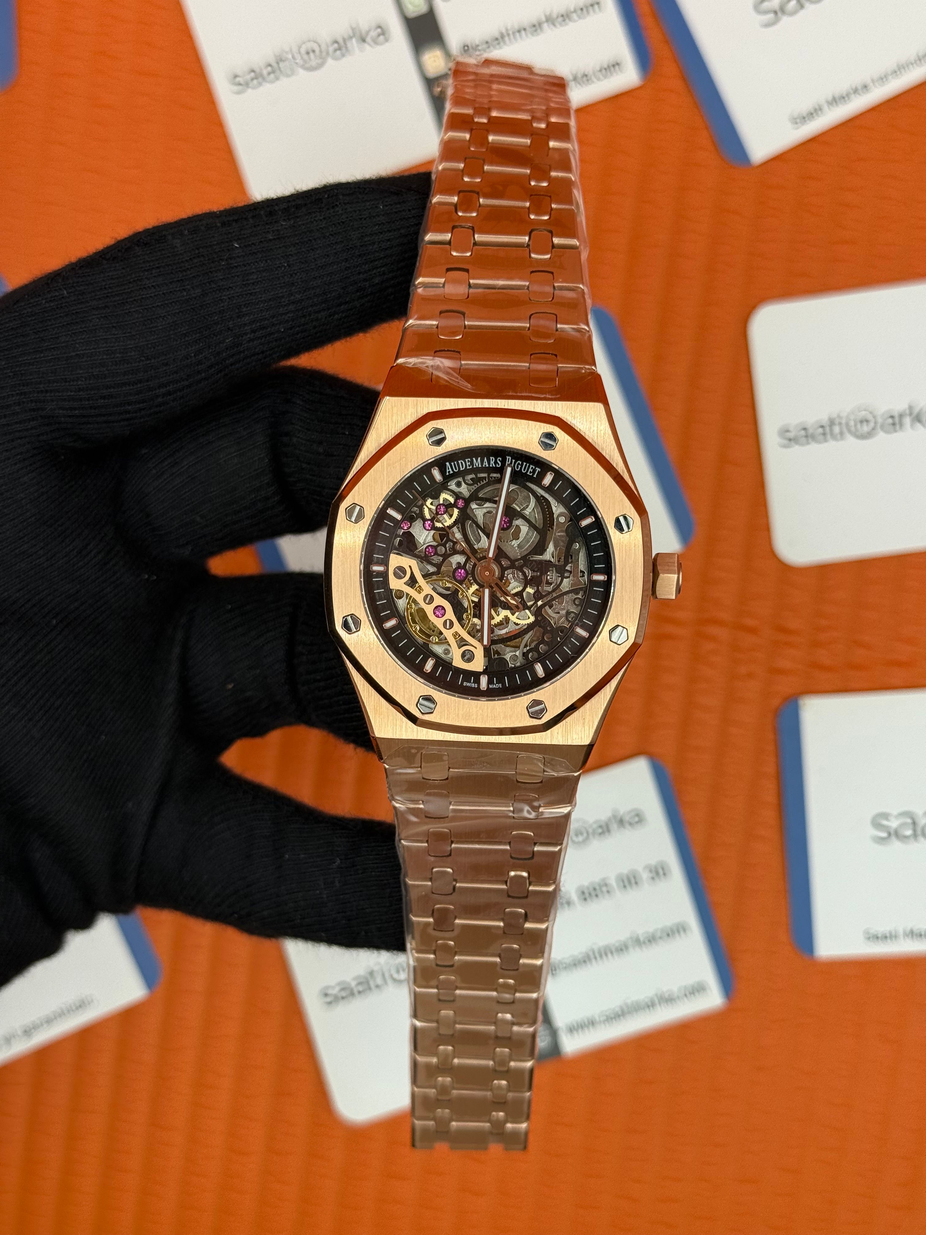 AUDEMARS PİGUET SEKELETON DİAL ROSE KASA KORDON 