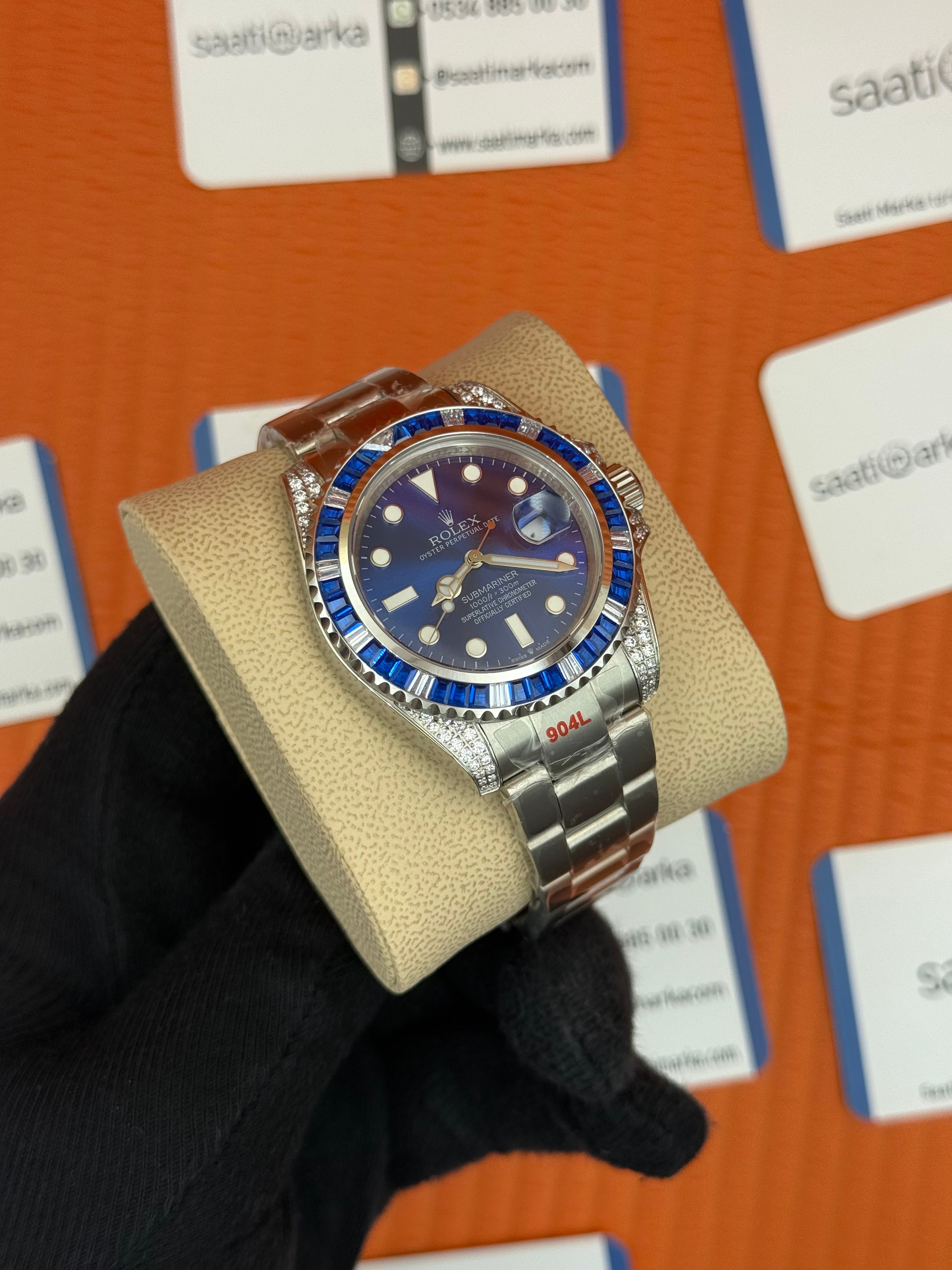 ROLEX Submariner taşlı bezel blue dial silver oyster kordon