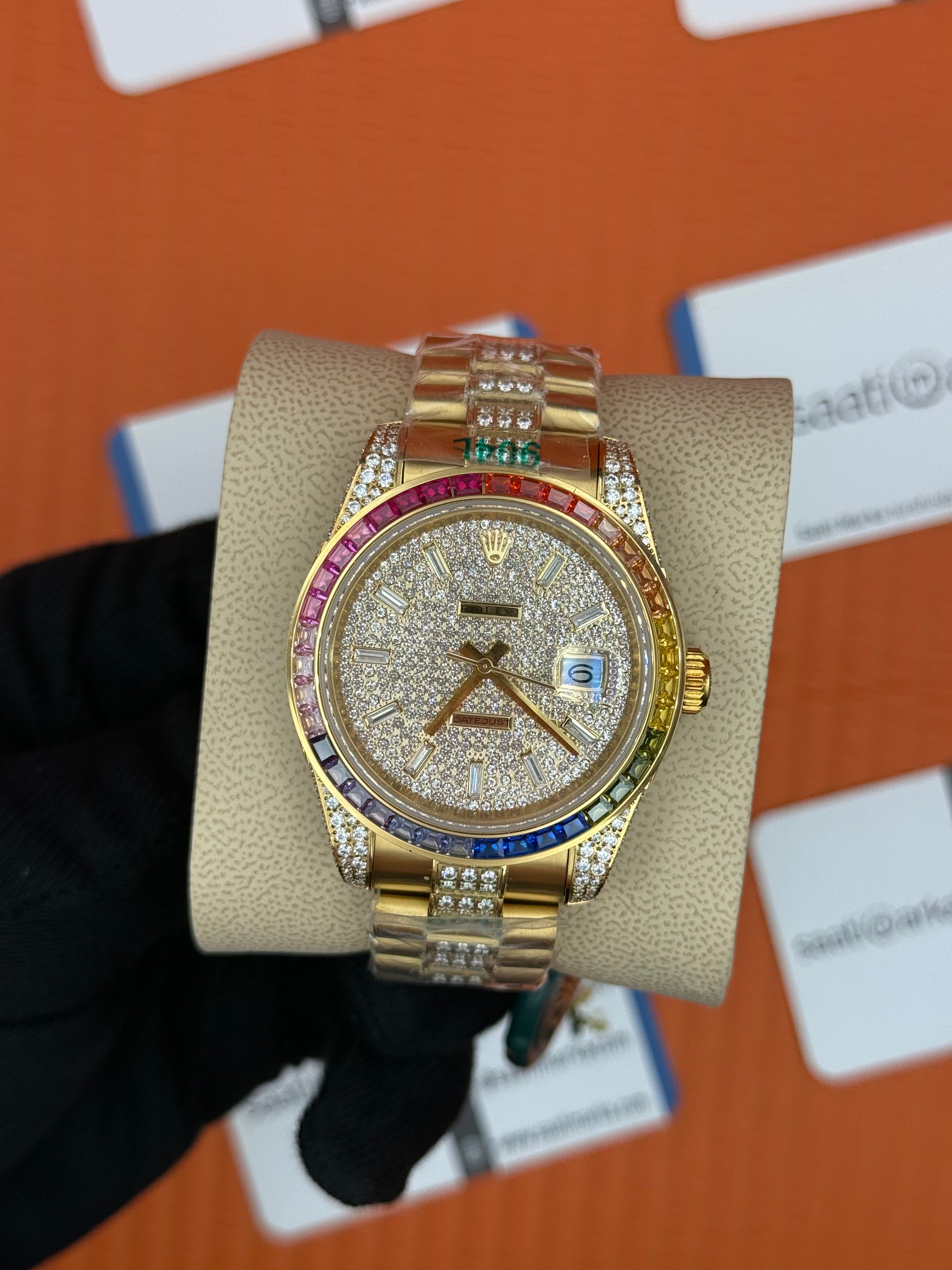 ROLEX Datejust taşlı kasa kordon gold