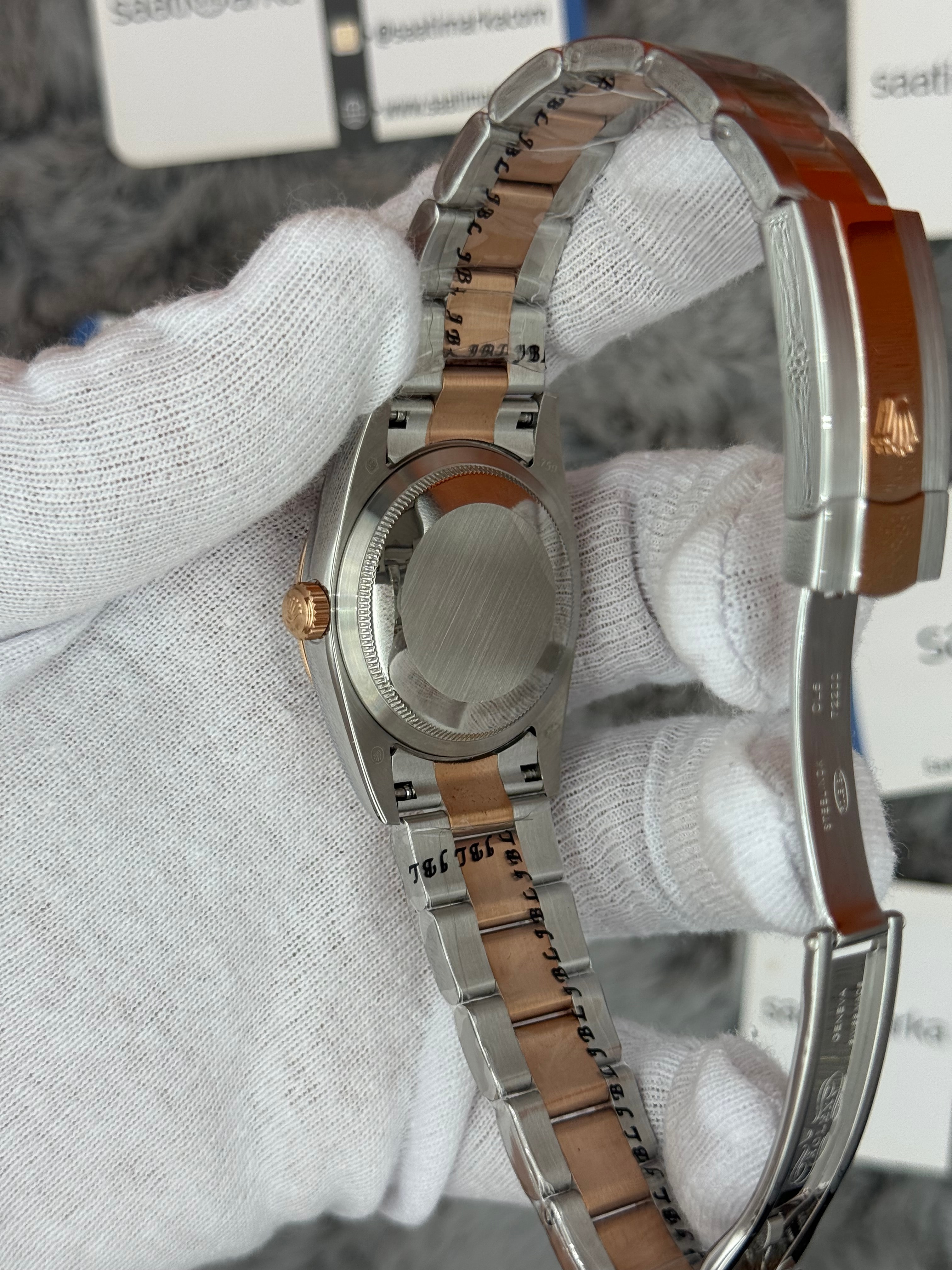 ROLEX Datejust 36mm kahverengi kadran silver kasa rose silver oyster kordon 