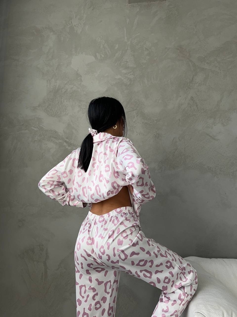 Lüks Saten Soft Leopar Takım + Toka
