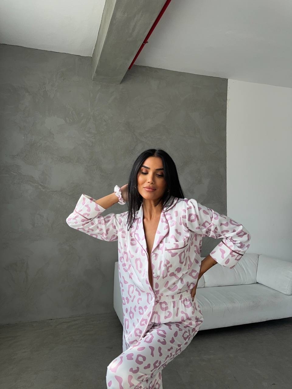 Lüks Saten Soft Leopar Takım + Toka
