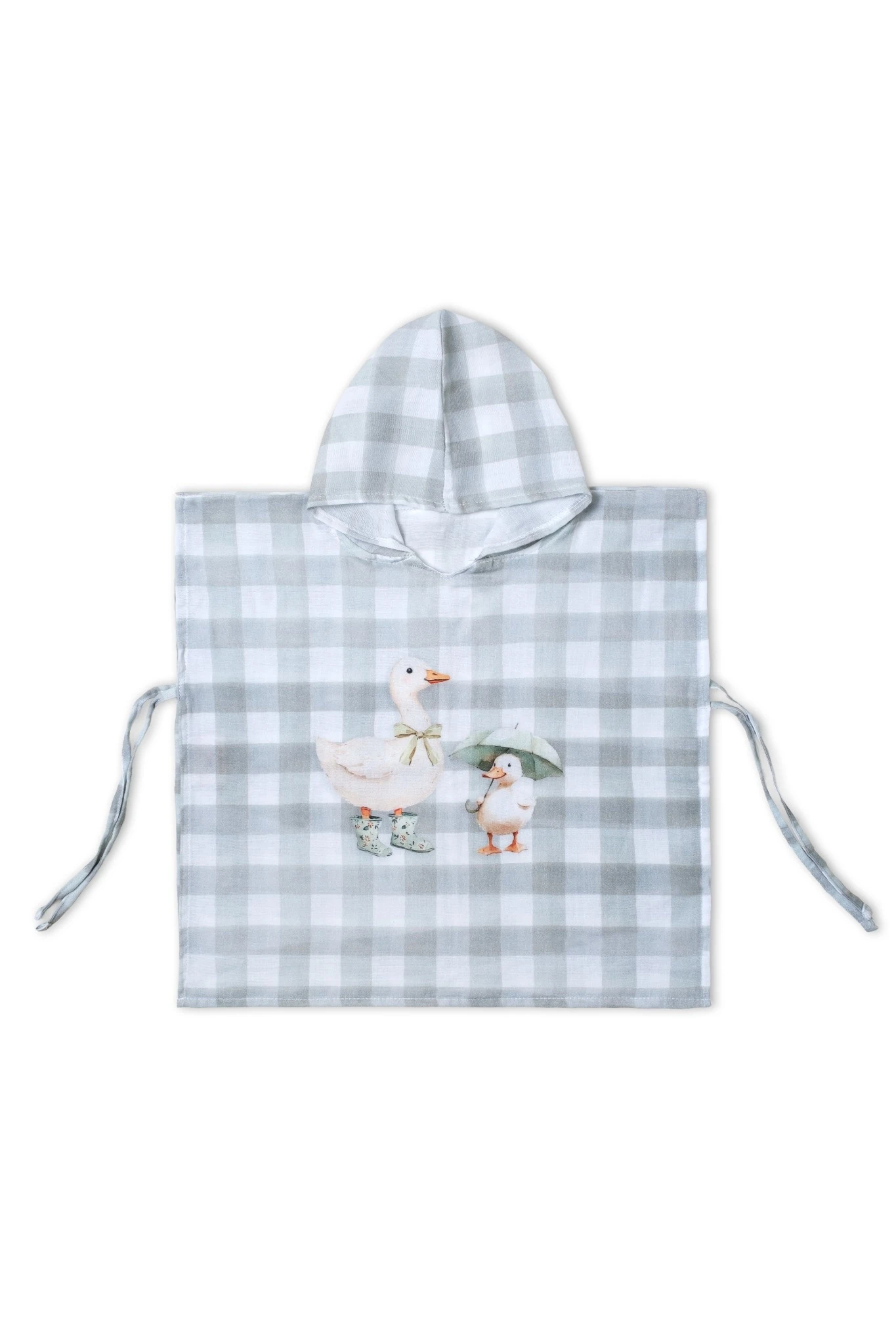 %100 Pamuk Baskılı Müslin Panço -  45x45  - Ördek Desenli image