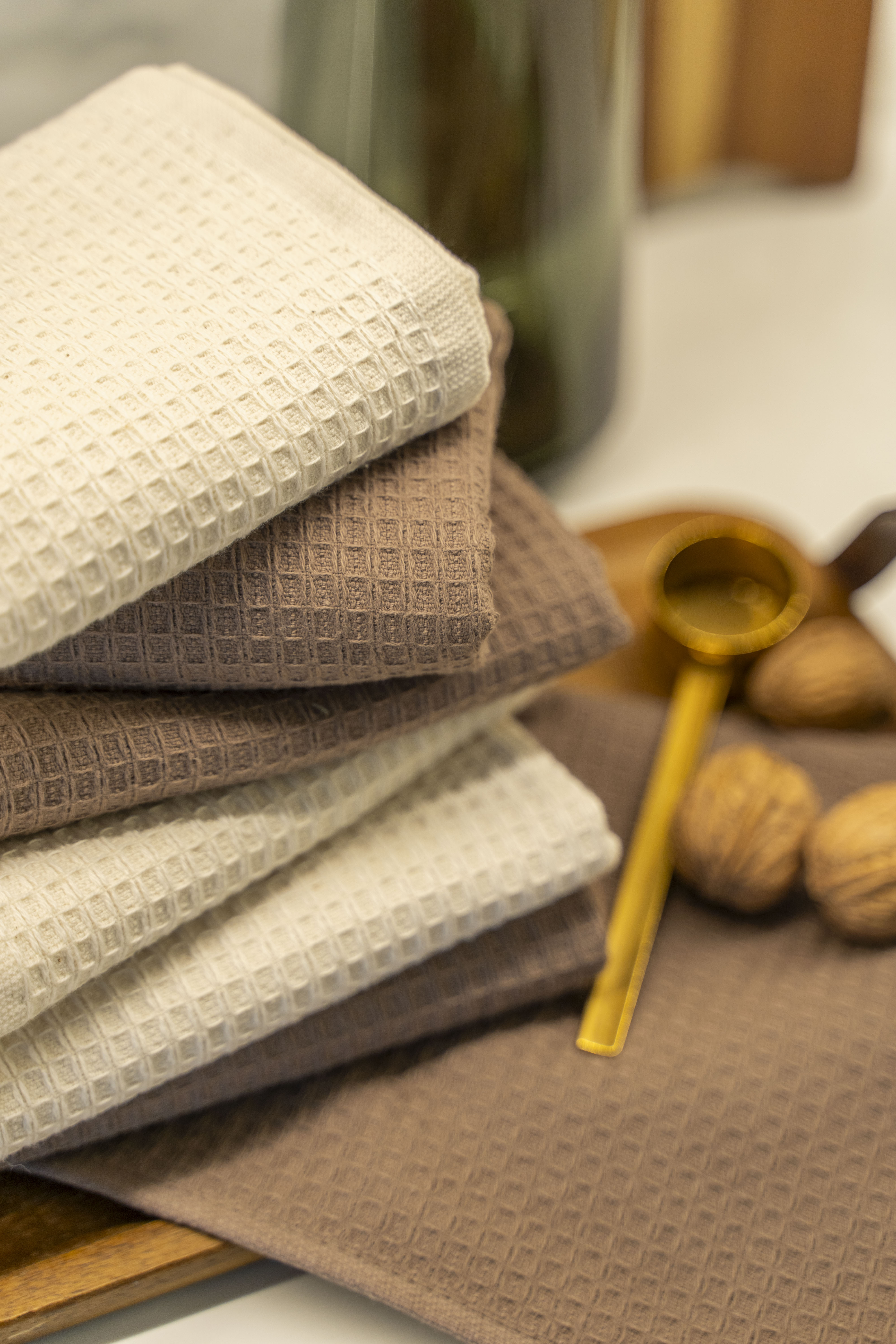 %100 Pamuk Waffle Desenli Premium 4lü Mutfak Havlusu 30x50 Çeyizlik, Misafir, Hediyelik image