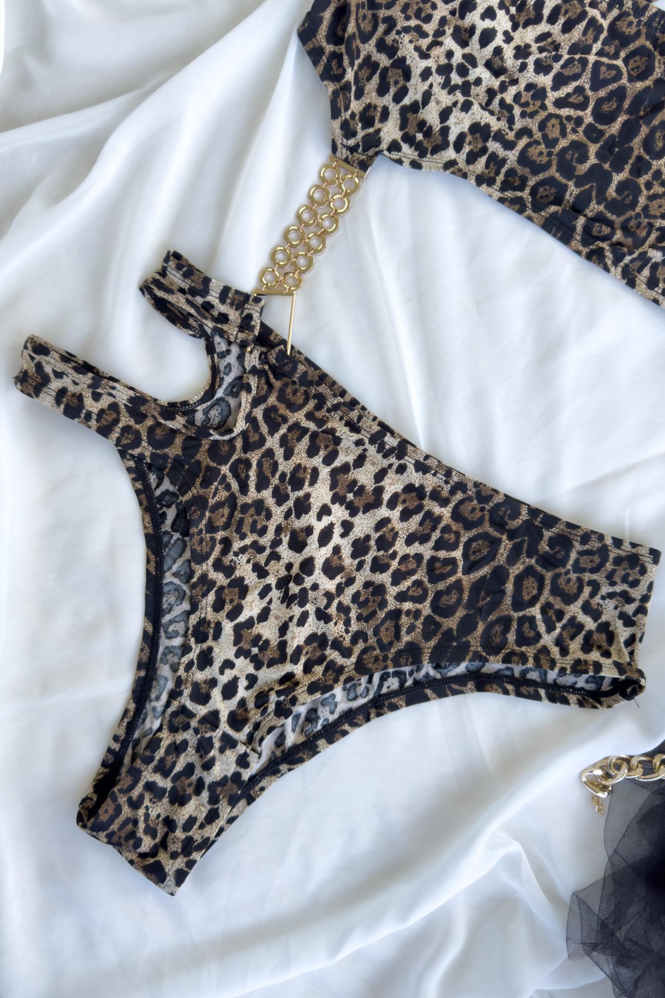 Leopar Desenli Bodysuit