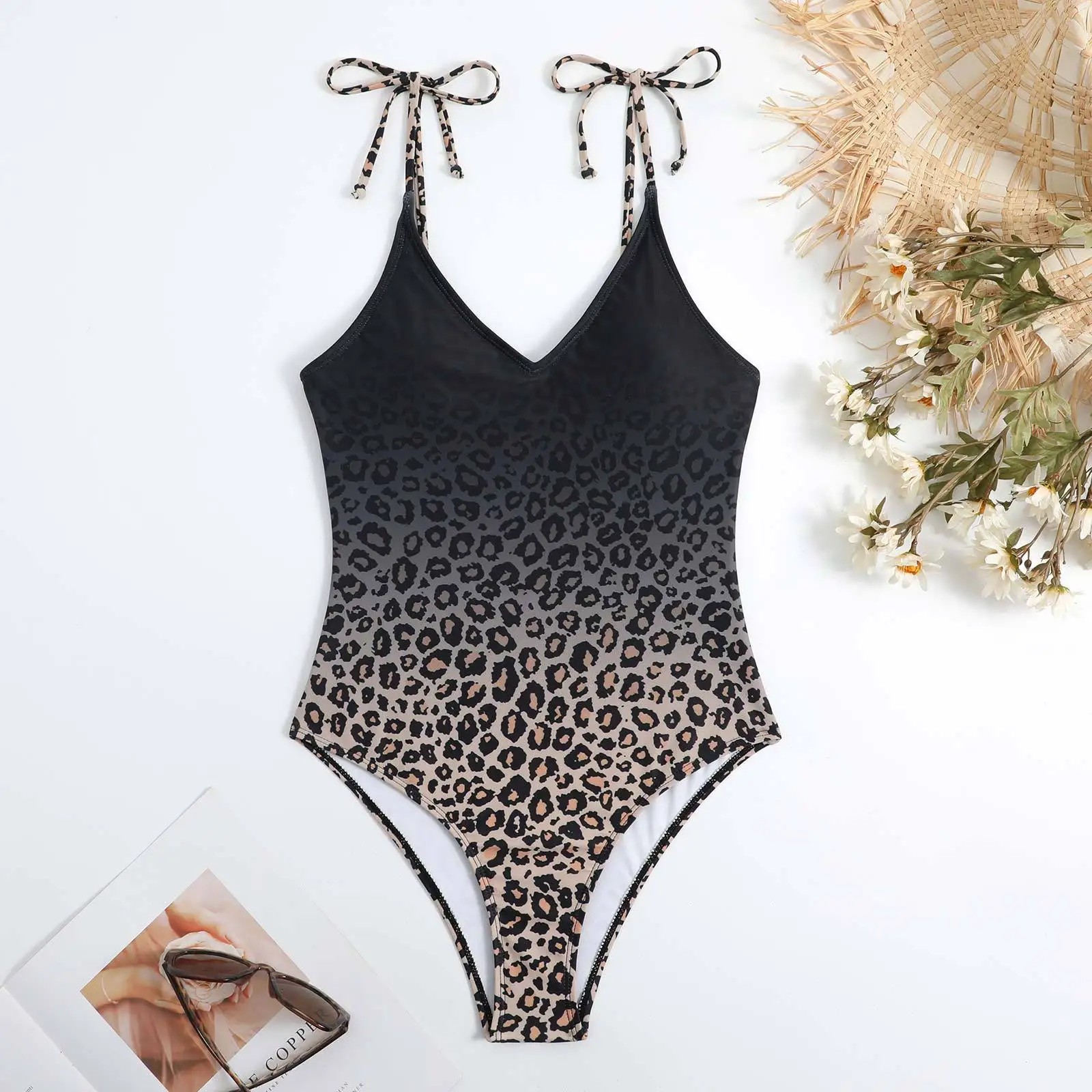 Leopar Geçişli Mayo ve Pareo Takımı