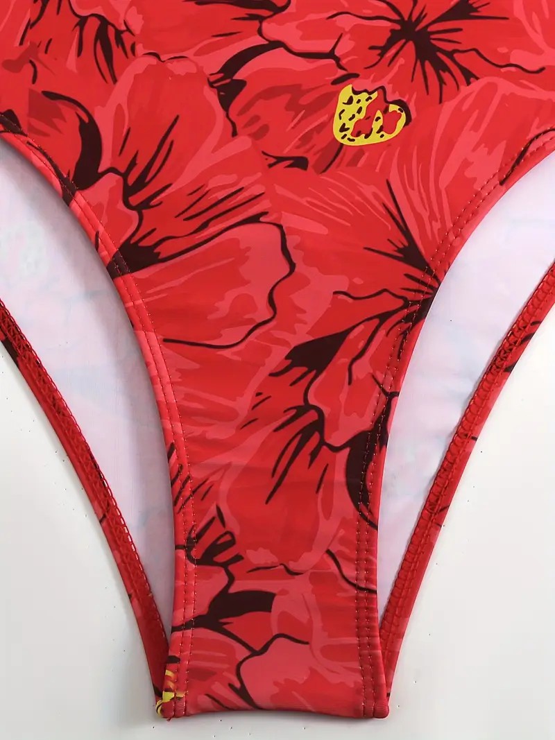 Red Flower Flame Baby Mayo -Pareo Seti