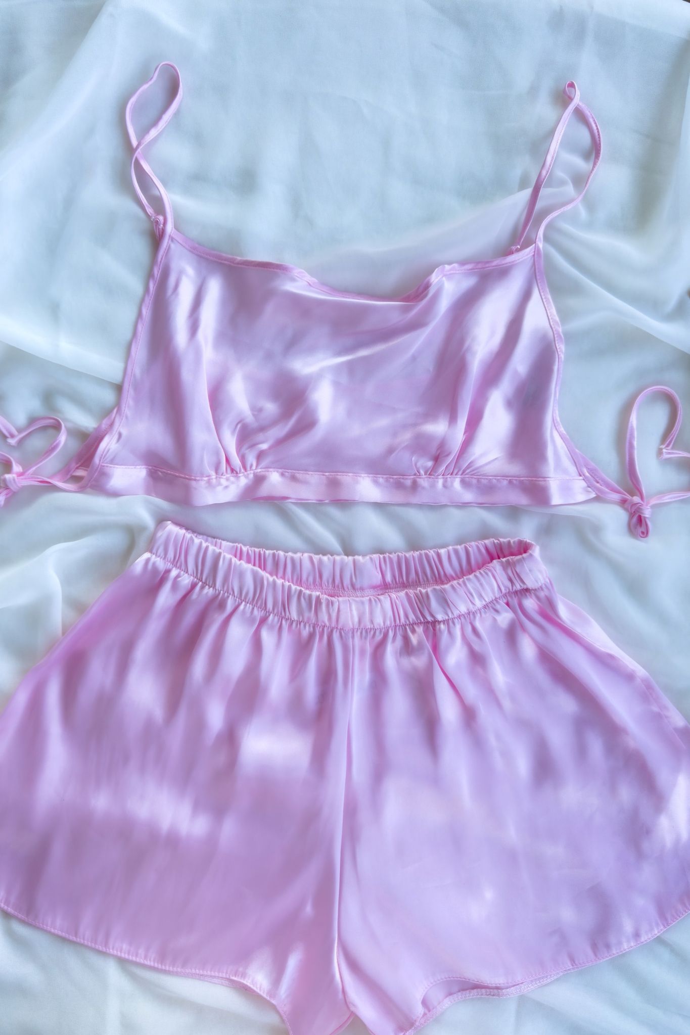 Saten Pembe Pijama Takımı