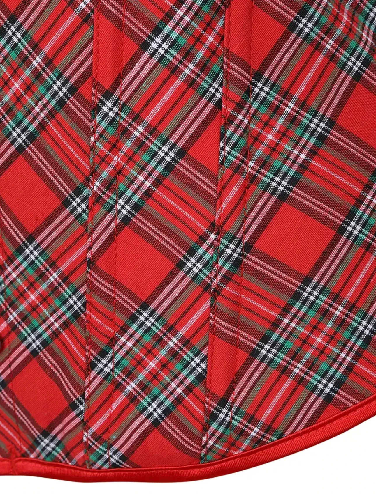 Kırmızı Ekose Vintage Korse