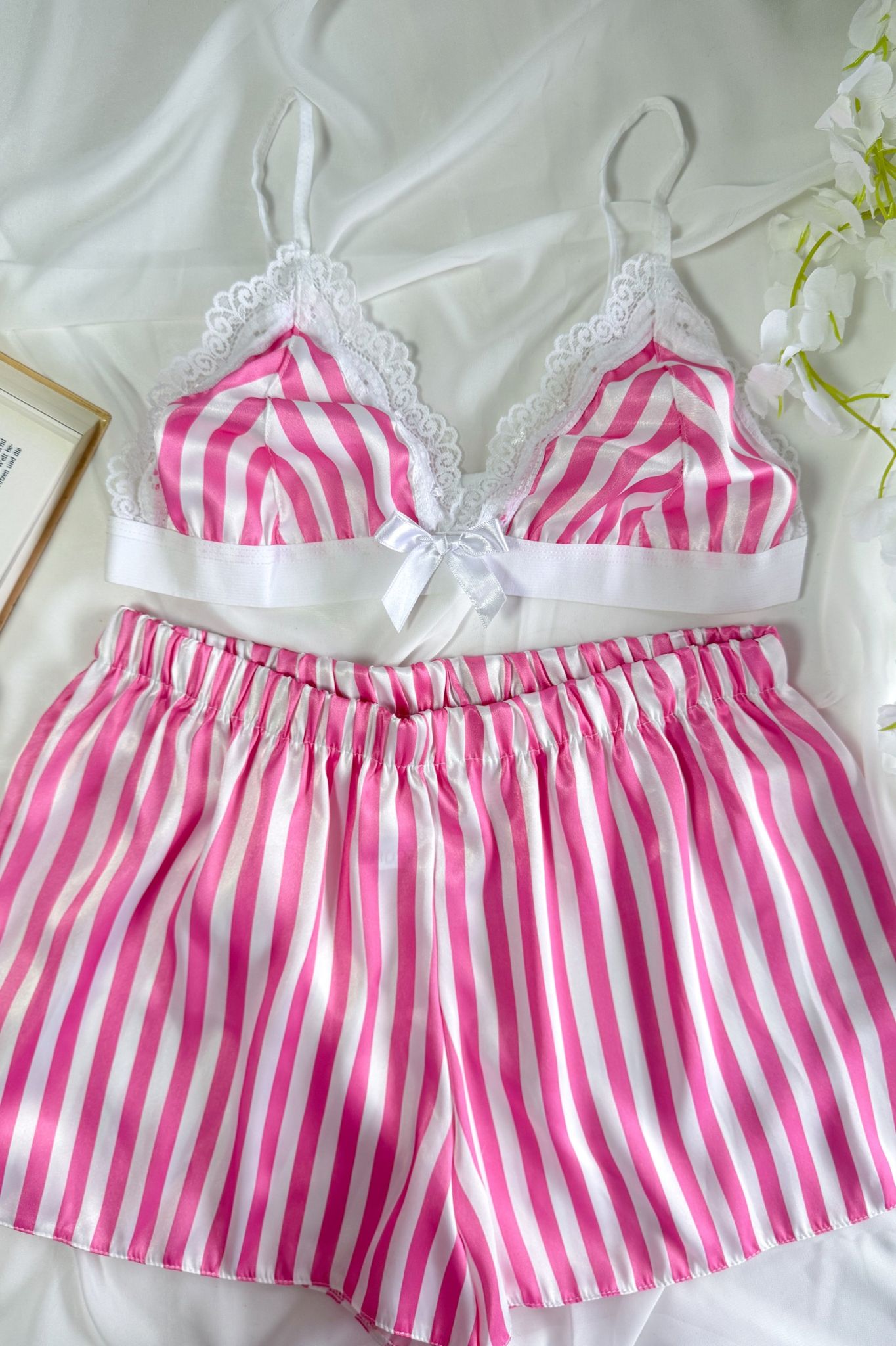 Saten Çizgili Pijama Takımı