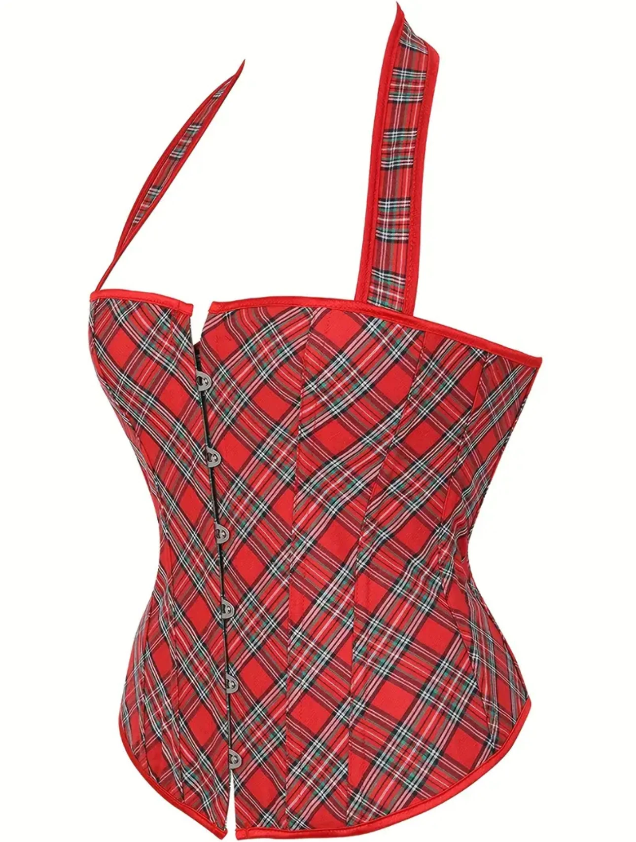 Kırmızı Ekose Vintage Korse