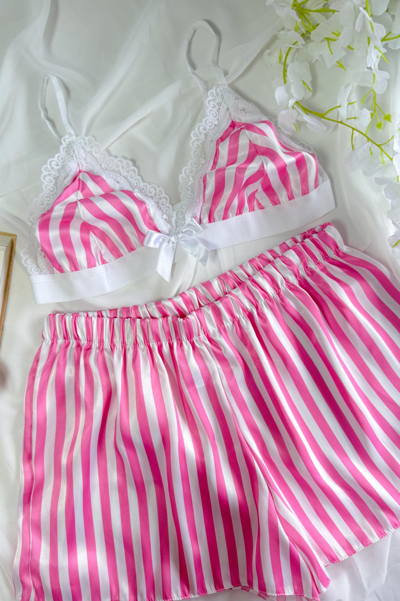 Saten Çizgili Pijama Takımı