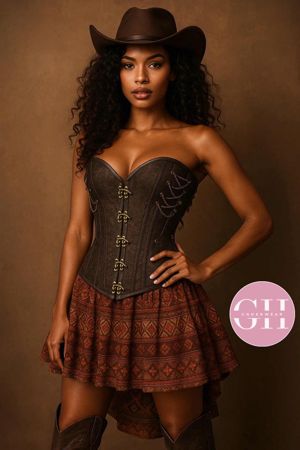 Kahverengi Deri Vintage Korse