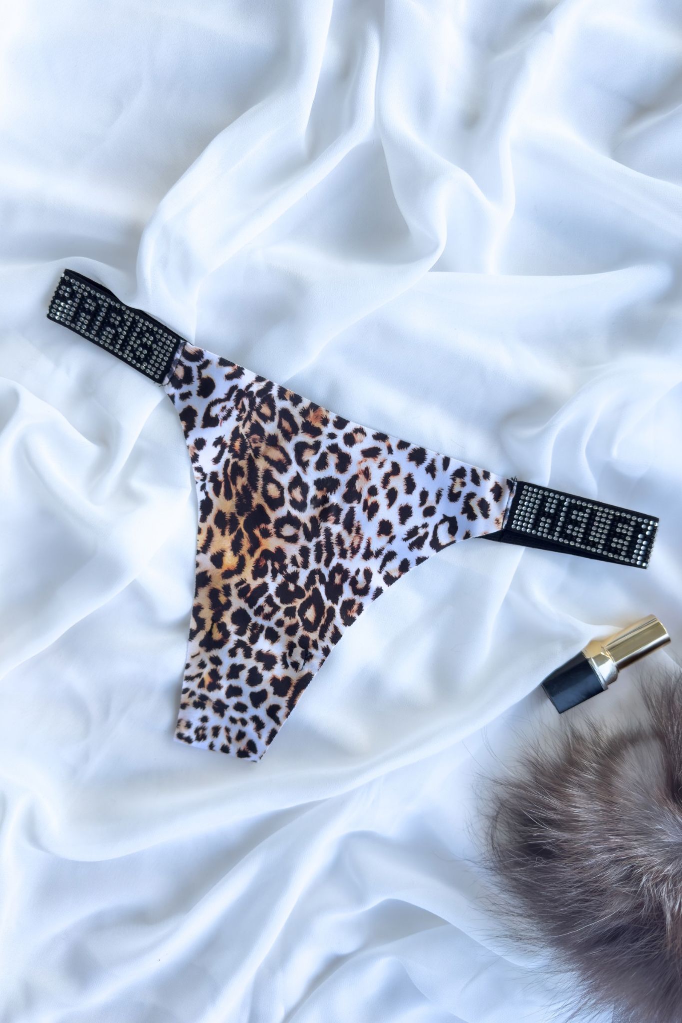 Lazer Kesim Leopar Desenli String - Tanga