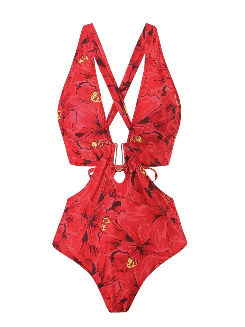 Red Flower Flame Baby Mayo -Pareo Seti