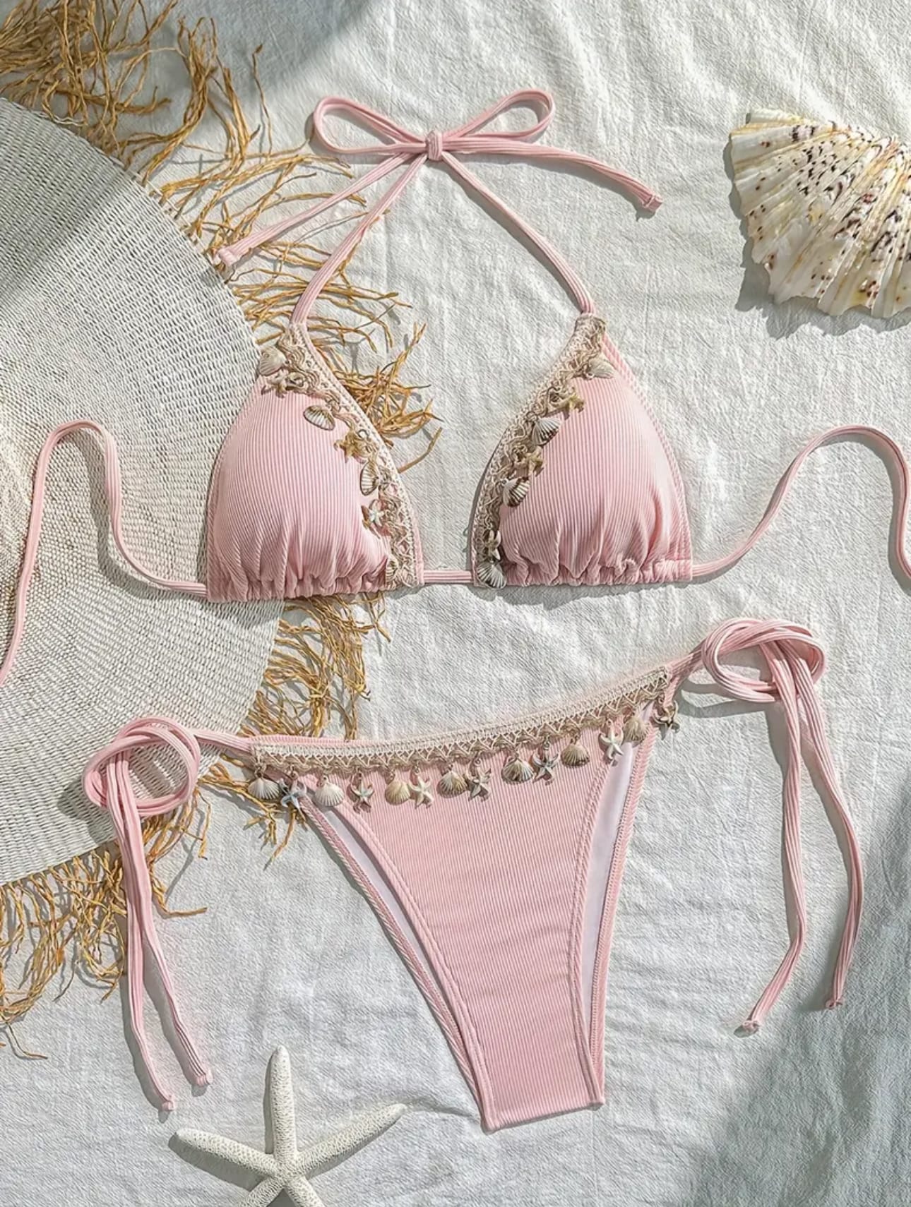 Bellegance Deniz Kabuklu Pembe Bikini Takımı