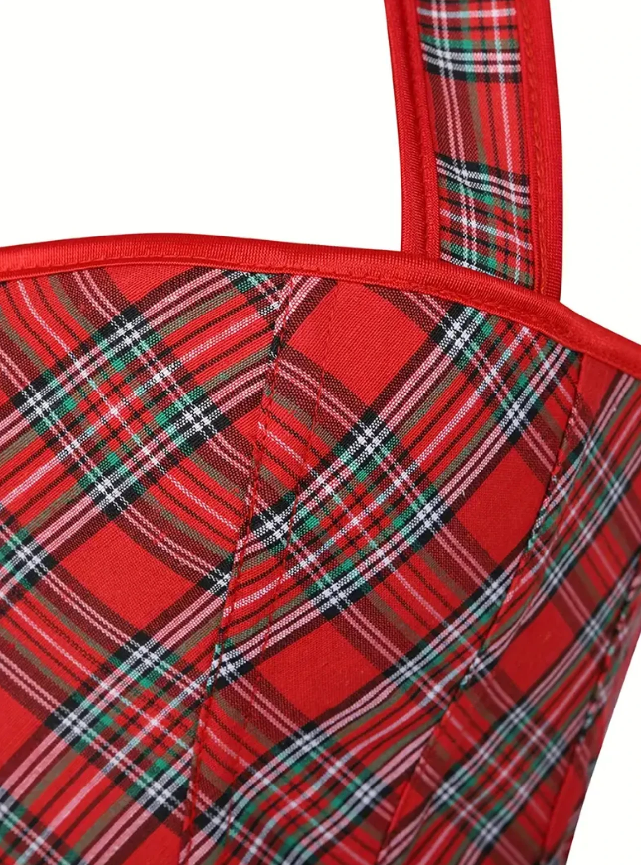 Kırmızı Ekose Vintage Korse