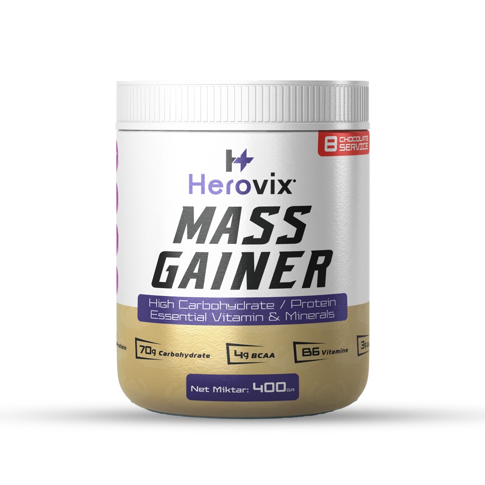 Mass Gainer 400 gr Çikolata Aromalı – Yüksek Karbonhidrat & Protein – BCAA ve B6 Vitaminli