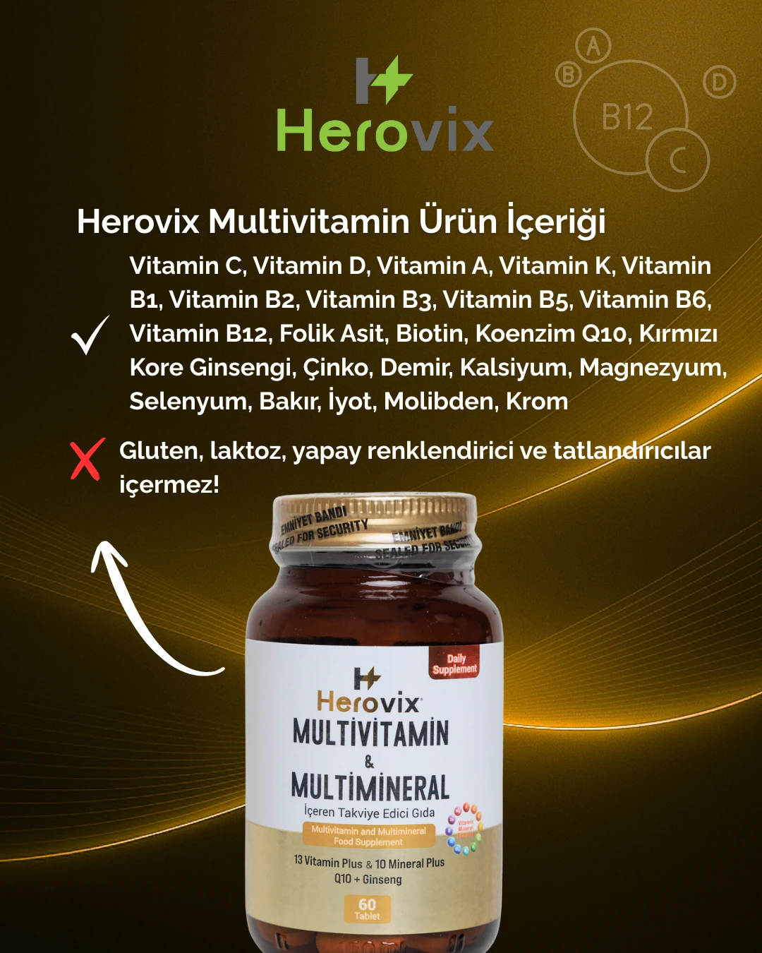 Herovix Multivitamin ve Multimineral 60 Tablet