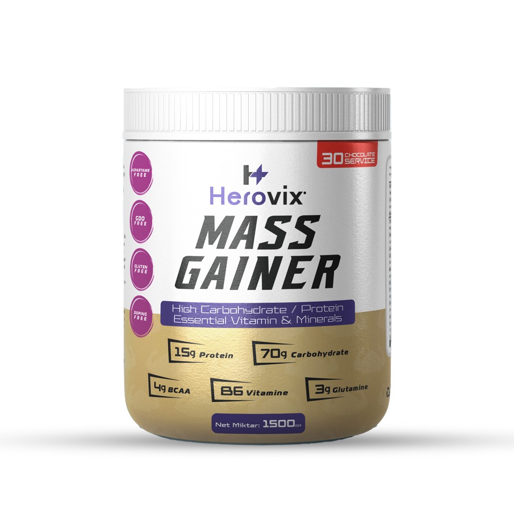 Mass Gainer 1500 gr Çikolata Aromalı – Yüksek Karbonhidrat & Protein – BCAA ve B6 Vitaminli