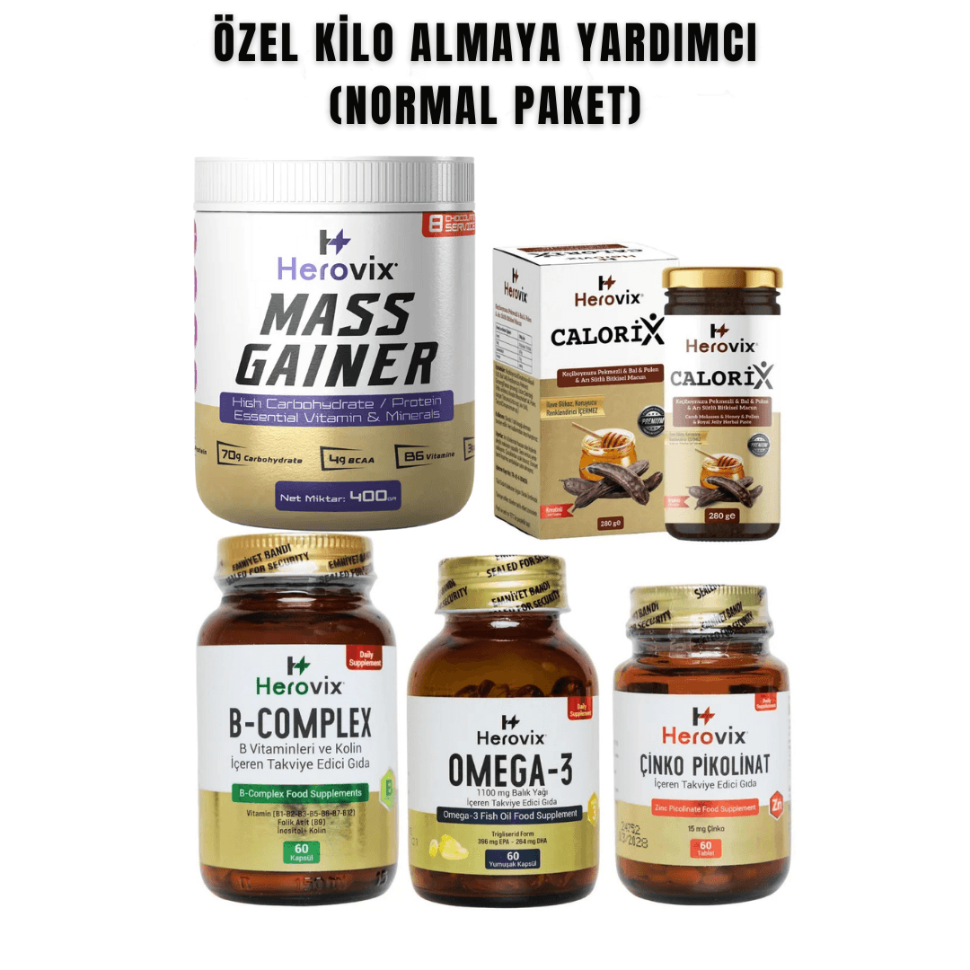 Özel Kalori Desteği - Normal Paket ( Omega 3, B Complex, Çinko, Calorix, Gainer 400gr)