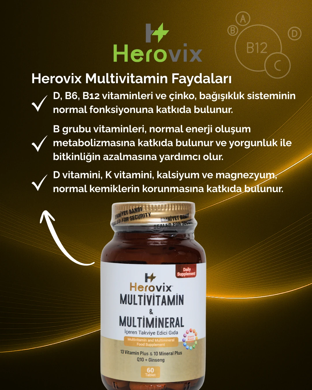 Herovix Multivitamin ve Multimineral 60 Tablet