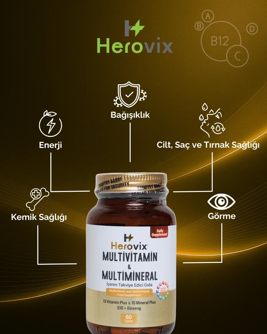 Herovix Multivitamin ve Multimineral 60 Tablet