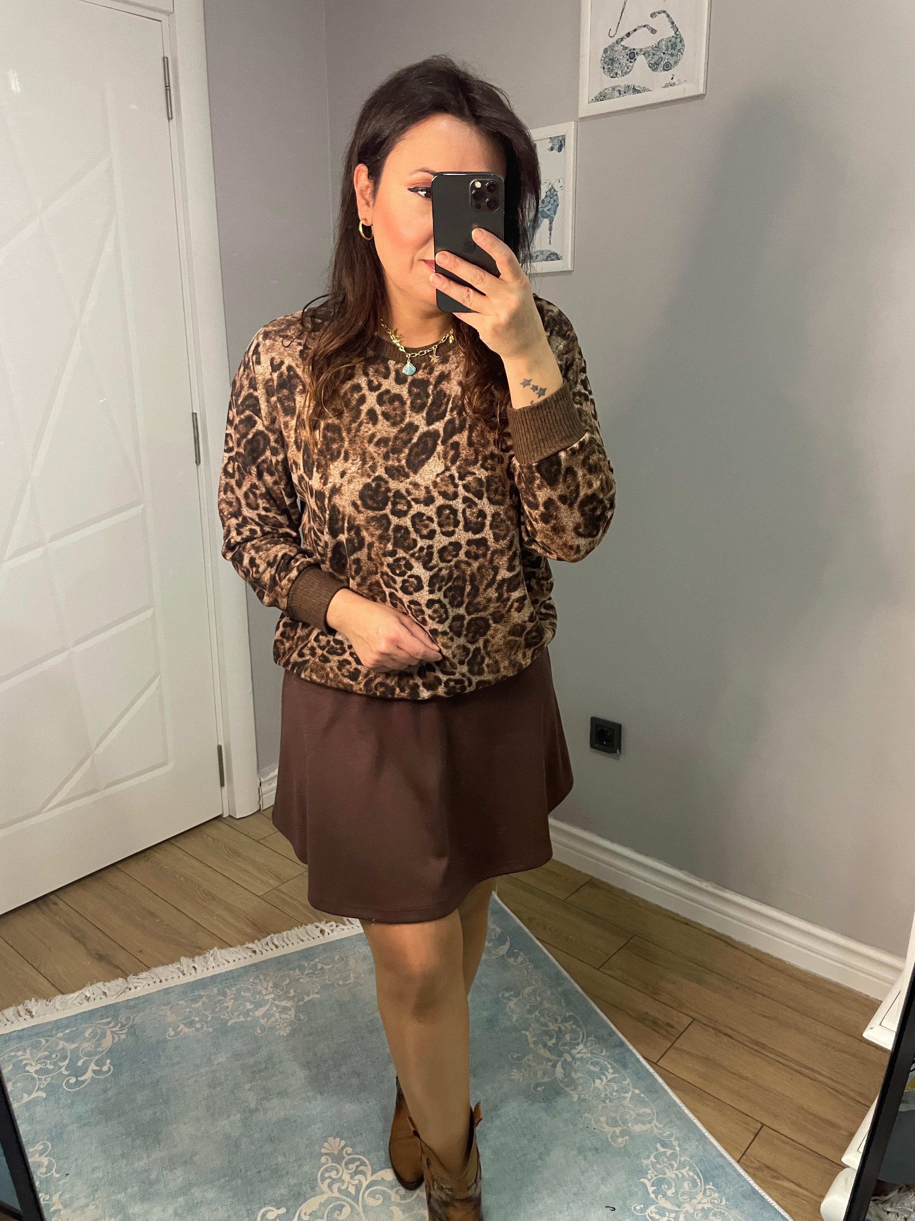 LEOPAR DESEN YUMOŞ KAZAK