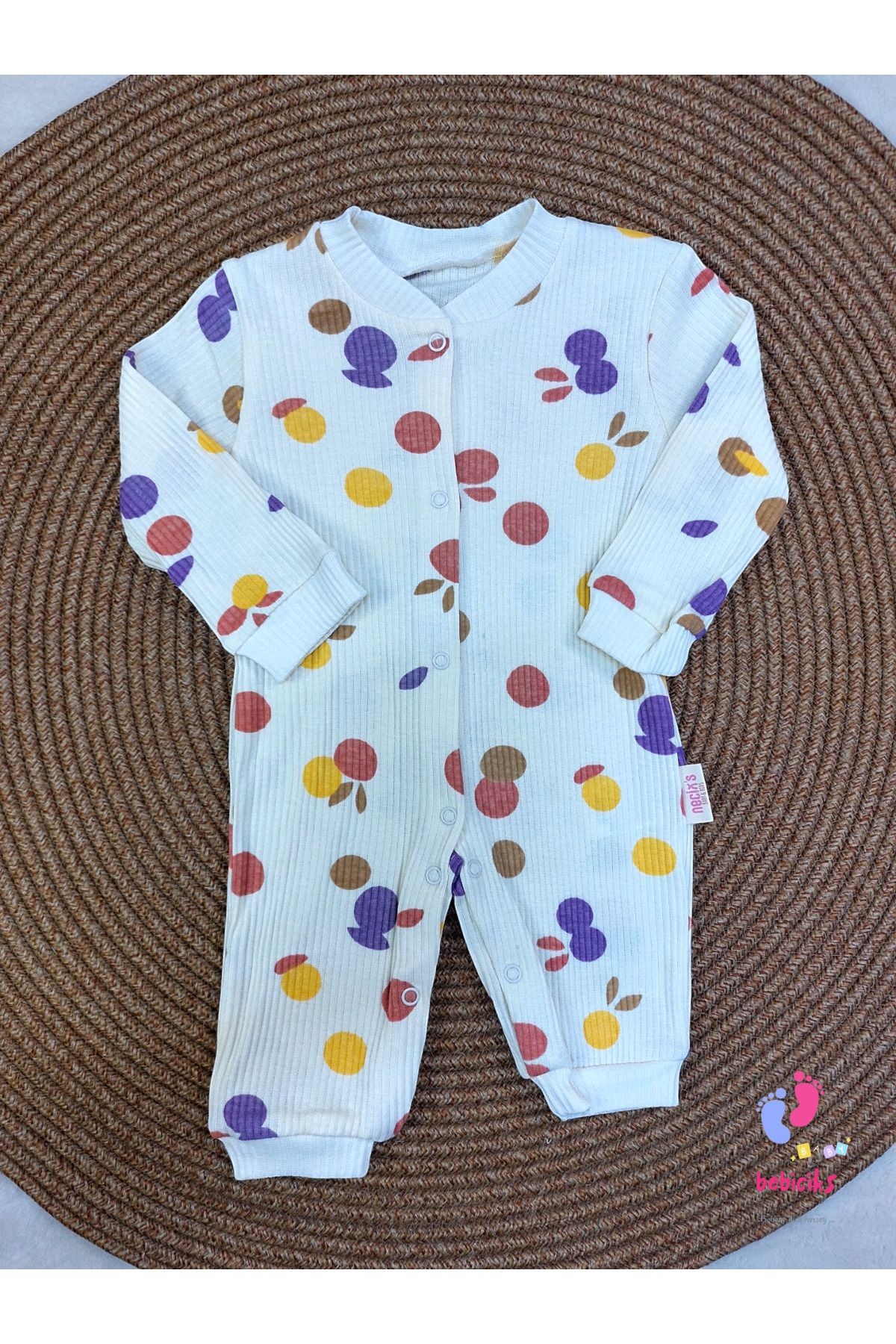 NECİX'S KIZ BEBEK ELMA DESENLİ 3'LÜ TULUM