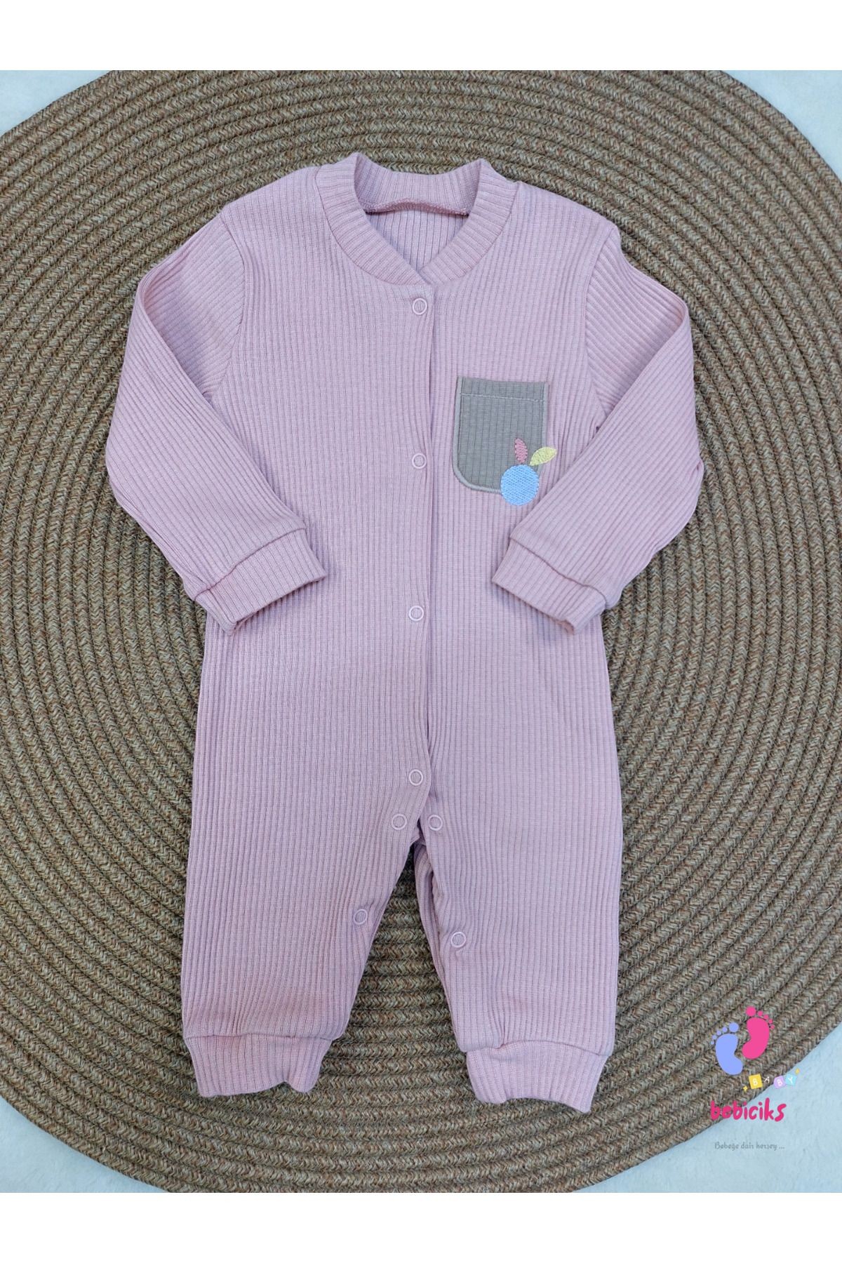 NECİX'S KIZ BEBEK ELMA DESENLİ 3'LÜ TULUM
