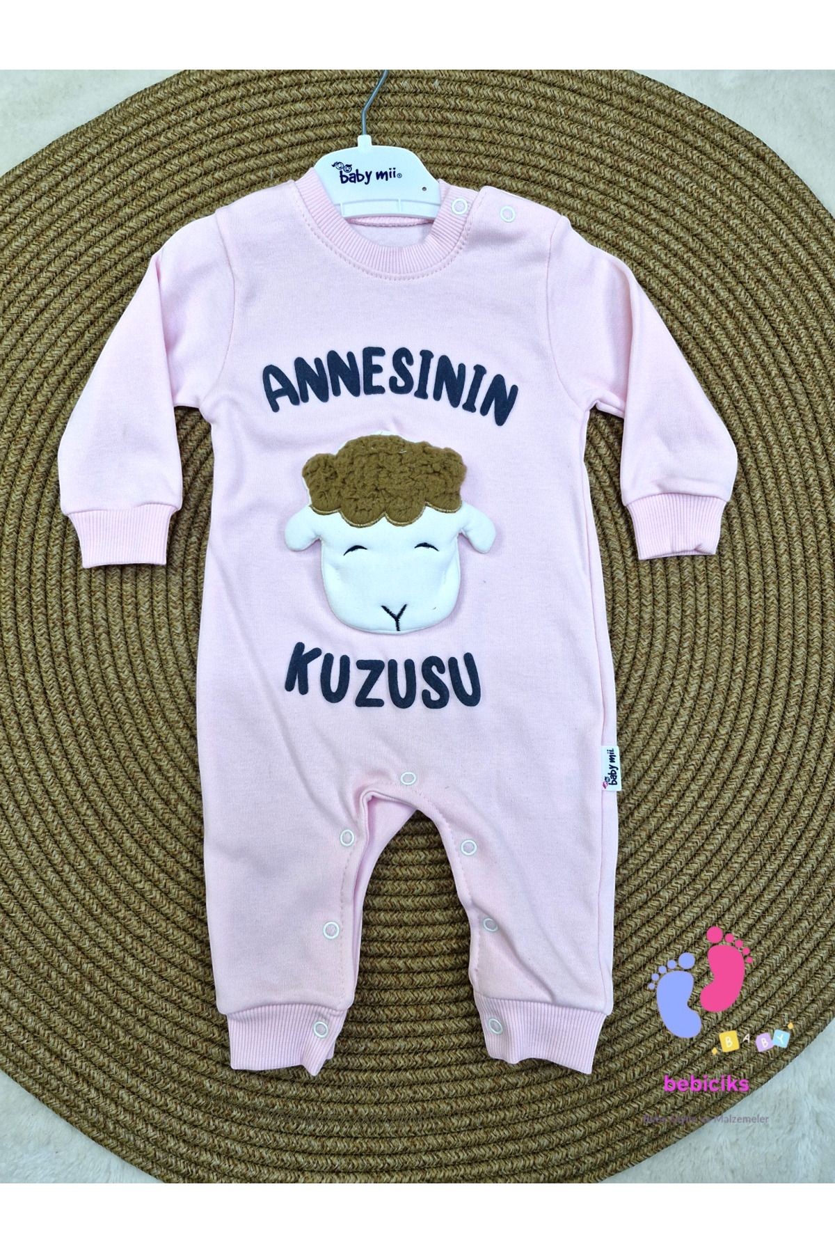 KUZU DESENLİ BASKILI KIZ TULUM - pembe