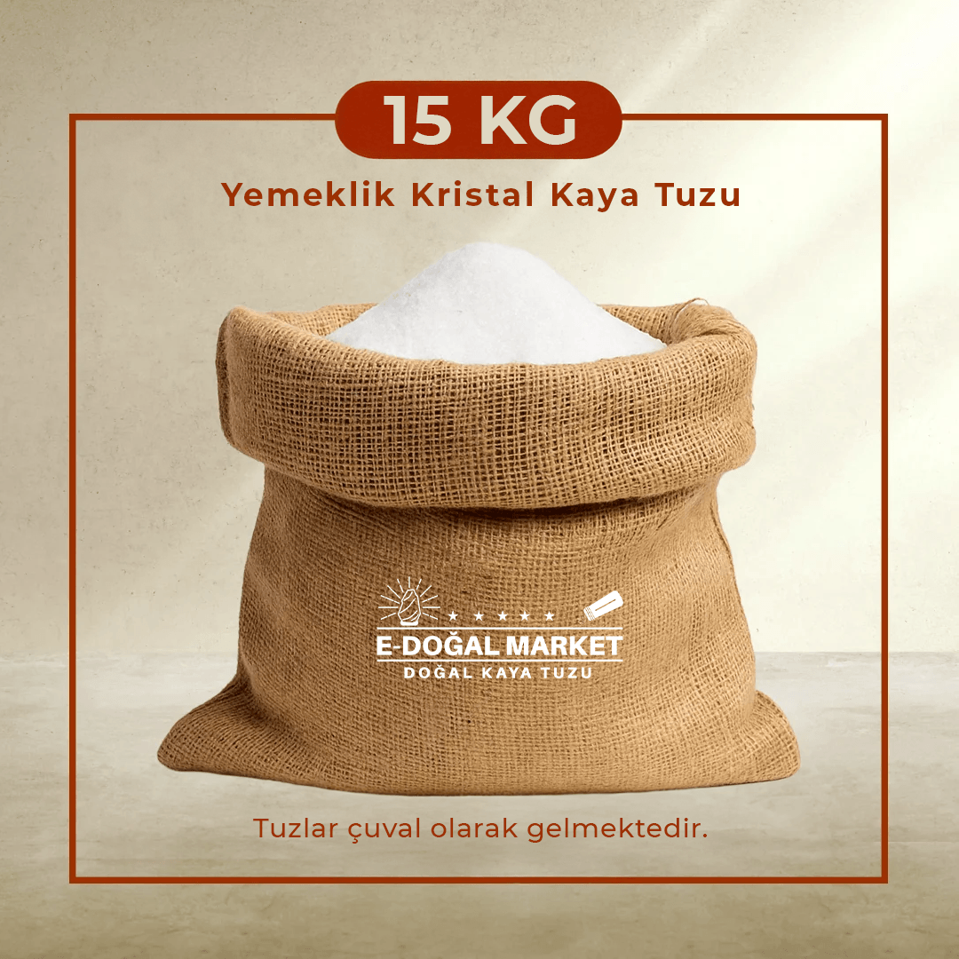 15 KG Yemeklik Kristal Kaya Tuzu  (Öğütülmüş)
