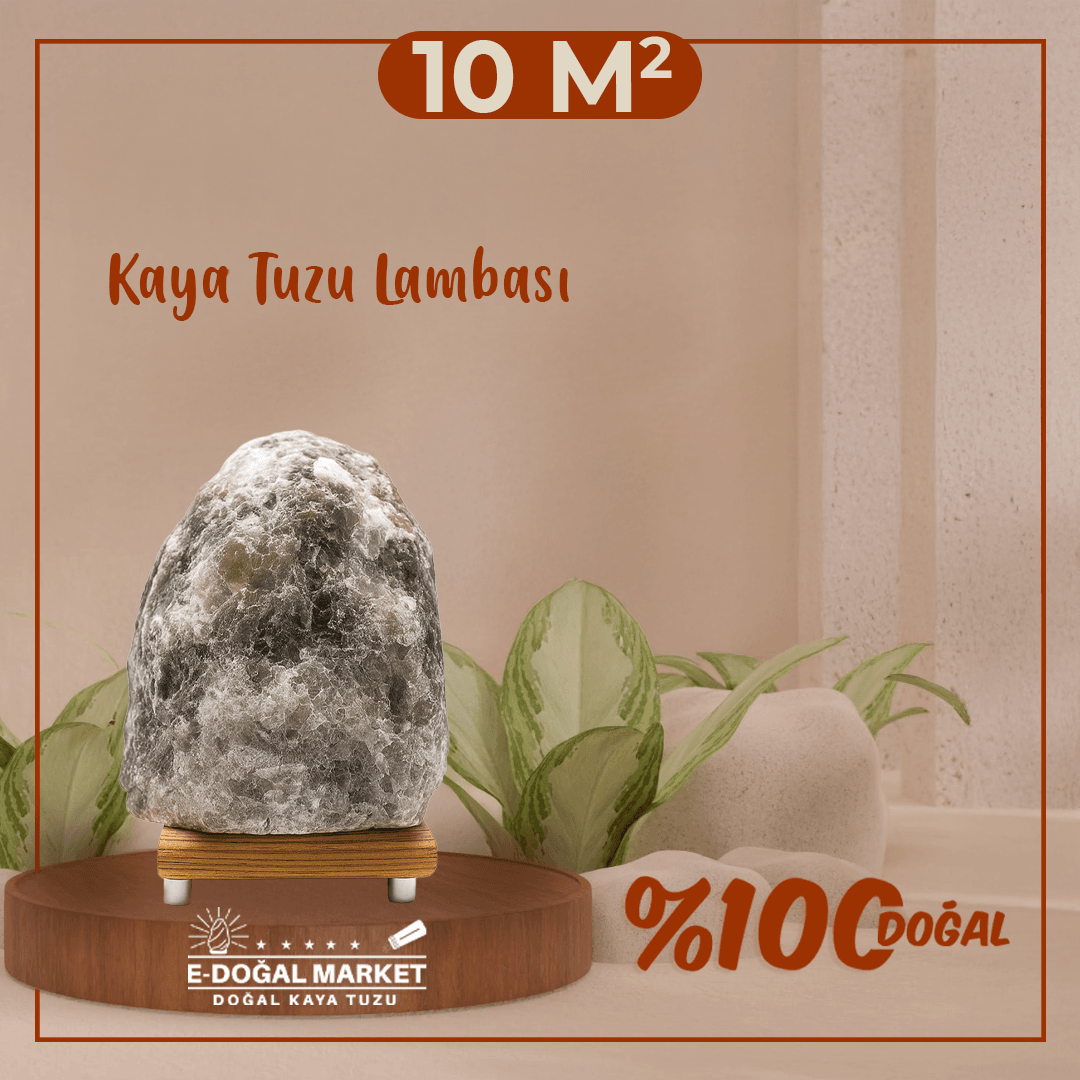 10 M2 Kadar Etkili Kaya Tuzu Lambası %100 Doğal  Ampul Kablo Dahil