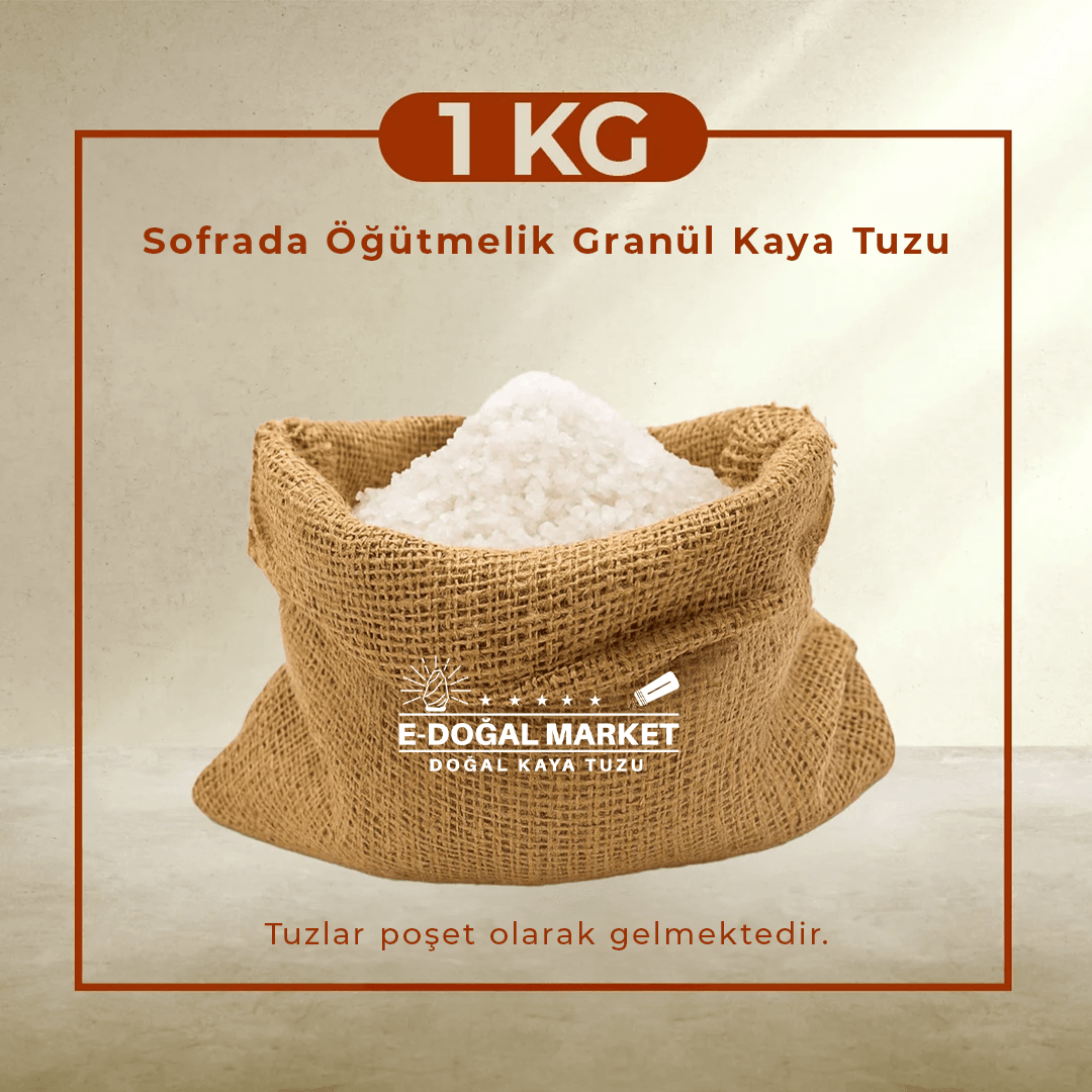 (İRİ) Kristal Kaya Tuzu Sofrada Öğütmelik Granül  - 1 KG