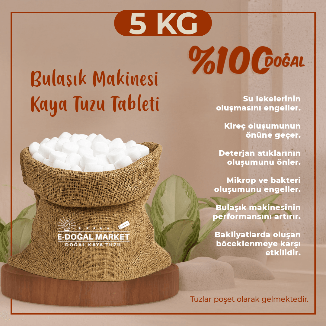 Bulaşık Makinesi Tableti KAYA Tuzu %100 Doğal %100 YERLİ ÜRETİM - 5 KG